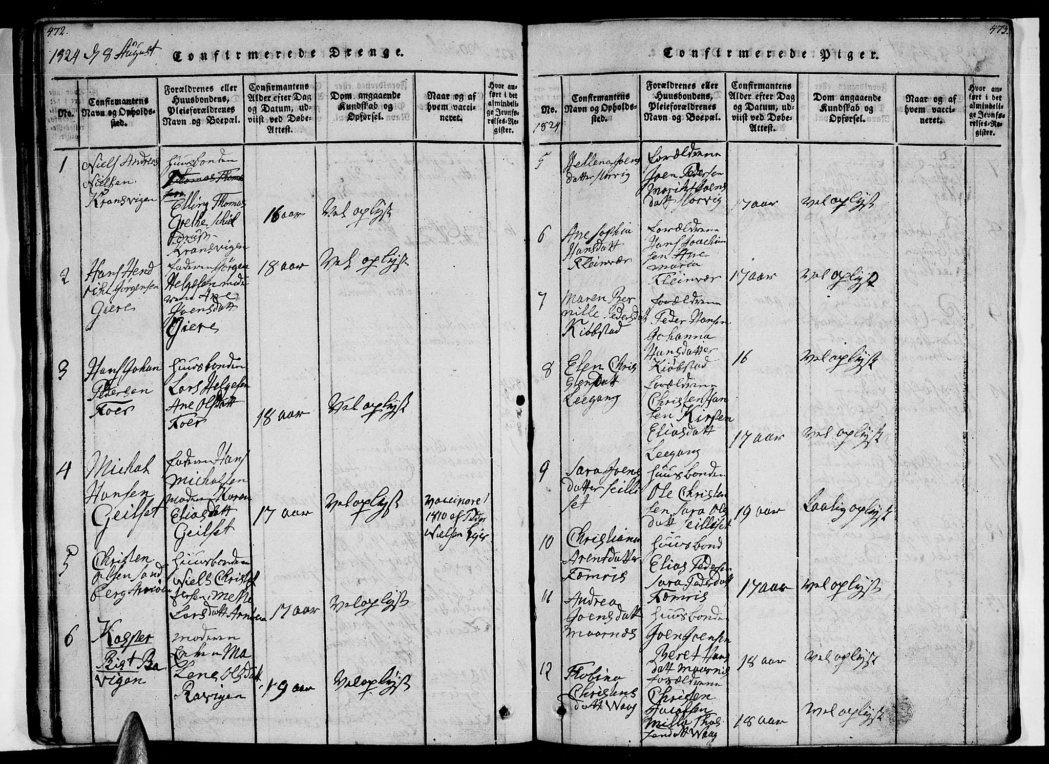 Ministerialprotokoller, klokkerbøker og fødselsregistre - Nordland, AV/SAT-A-1459/805/L0105: Parish register (copy) no. 805C01, 1820-1839, p. 472-473