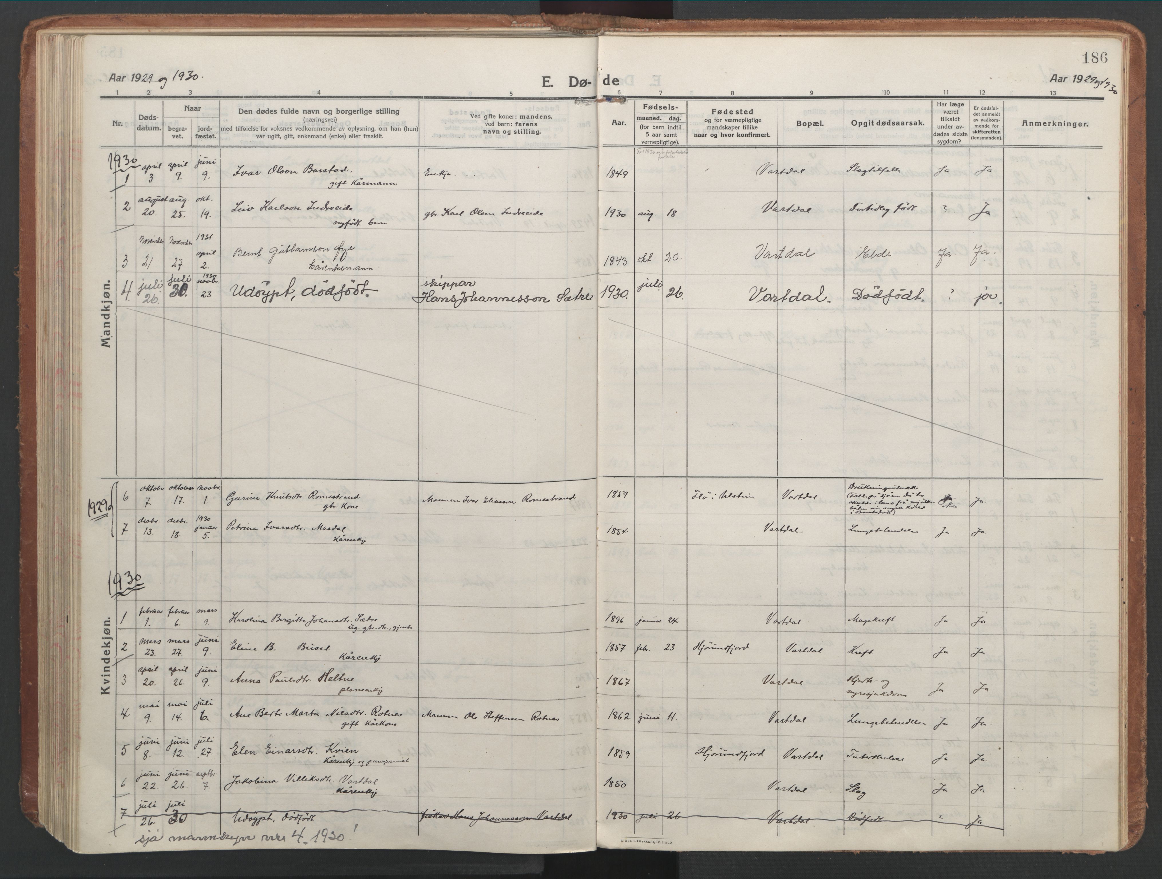 Ministerialprotokoller, klokkerbøker og fødselsregistre - Møre og Romsdal, SAT/A-1454/514/L0200: Parish register (official) no. 514A02, 1913-1943, p. 186