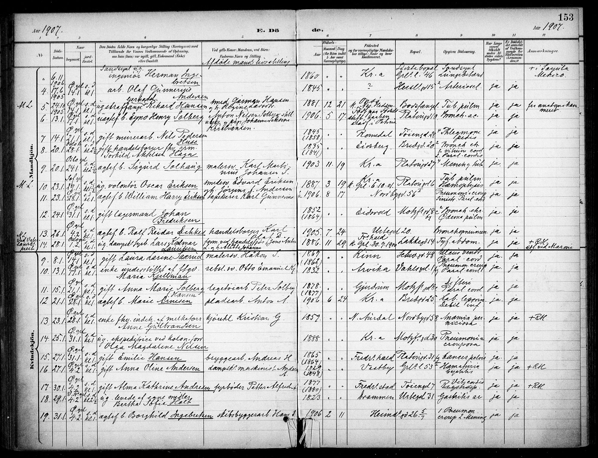Grønland prestekontor Kirkebøker, SAO/A-10848/F/Fa/L0016: Parish register (official) no. 16, 1898-1918, p. 153
