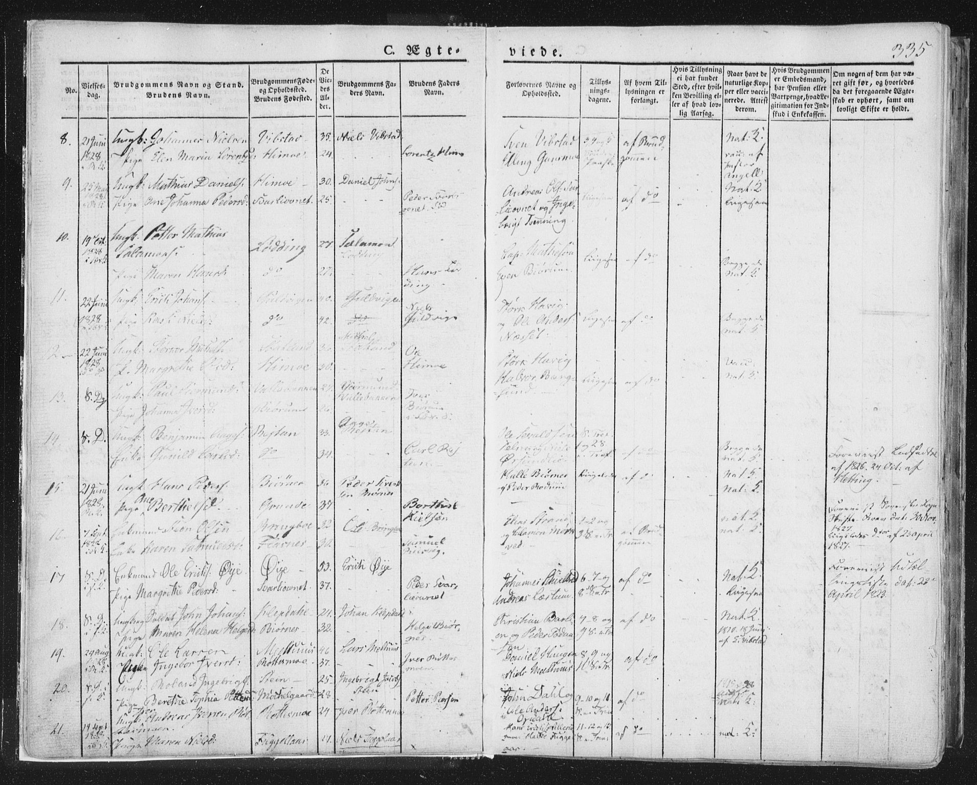 Ministerialprotokoller, klokkerbøker og fødselsregistre - Nord-Trøndelag, AV/SAT-A-1458/764/L0552: Parish register (official) no. 764A07b, 1824-1865, p. 335