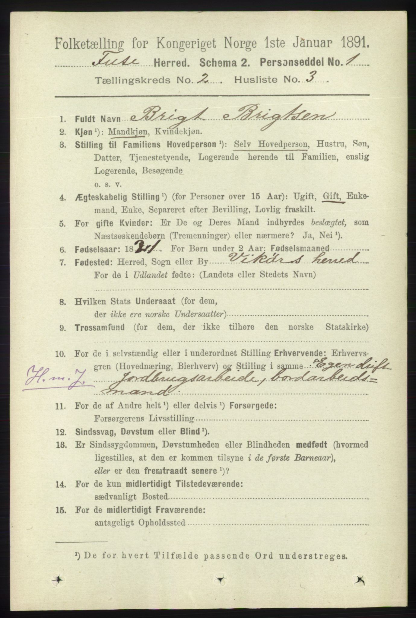 RA, 1891 census for 1241 Fusa, 1891, p. 312