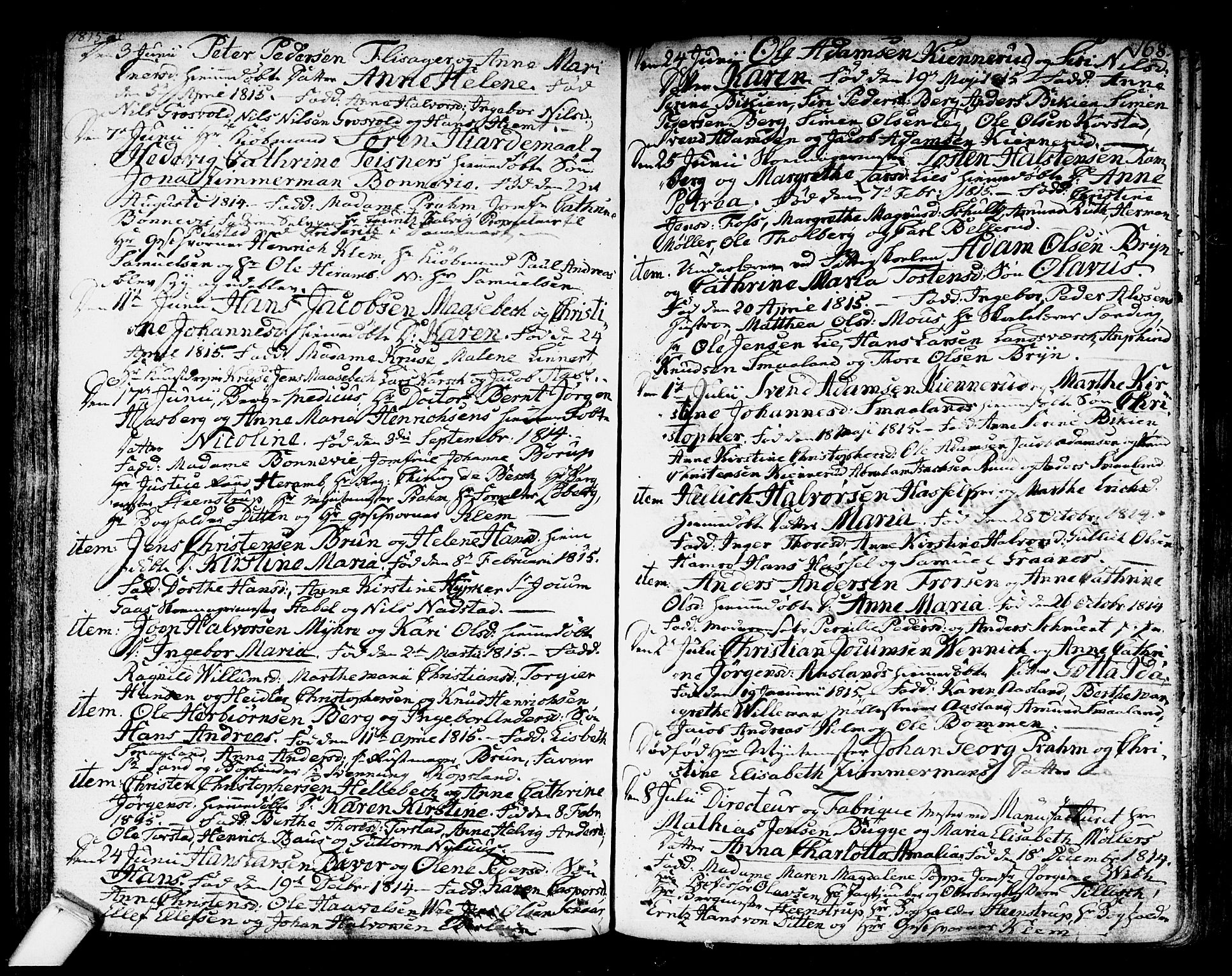 Kongsberg kirkebøker, AV/SAKO-A-22/F/Fa/L0007: Parish register (official) no. I 7, 1795-1816, p. 168