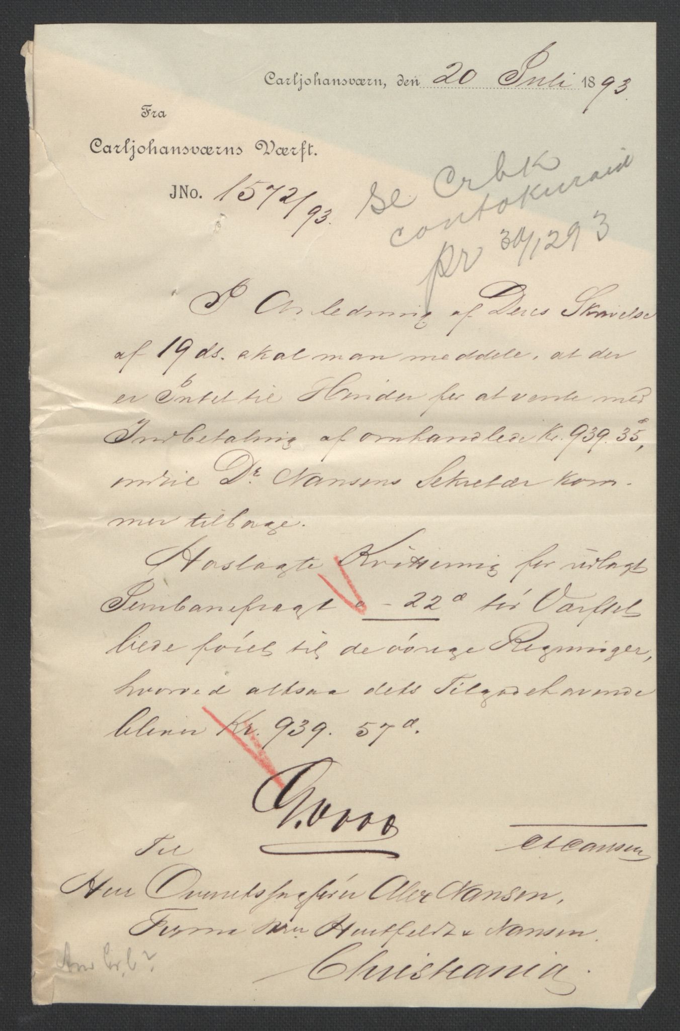 Arbeidskomitéen for Fridtjof Nansens polarekspedisjon, AV/RA-PA-0061/R/L0009/0001: Regnskapsbilag / Diverse bilag, 1891-1895, p. 3