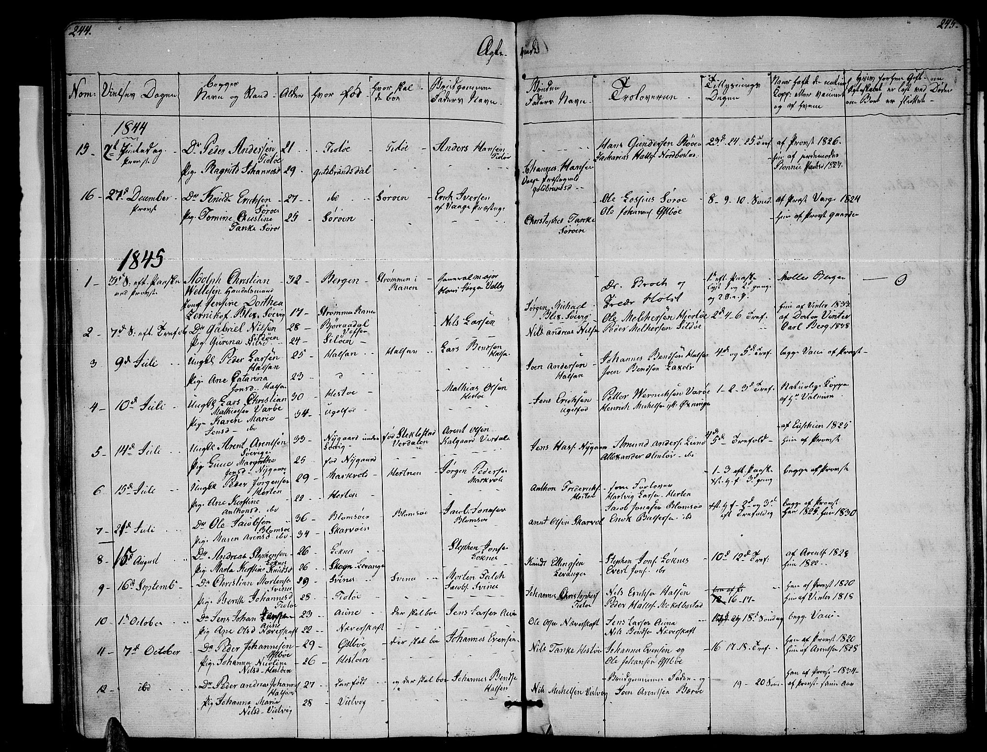 Ministerialprotokoller, klokkerbøker og fødselsregistre - Nordland, AV/SAT-A-1459/830/L0460: Parish register (copy) no. 830C02, 1843-1865, p. 244-245