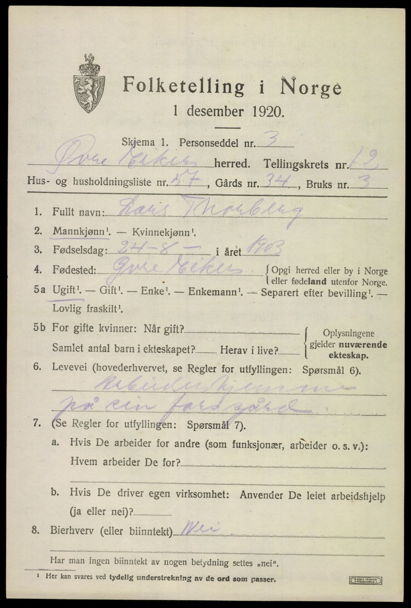 SAKO, 1920 census for Øvre Eiker, 1920, p. 19228