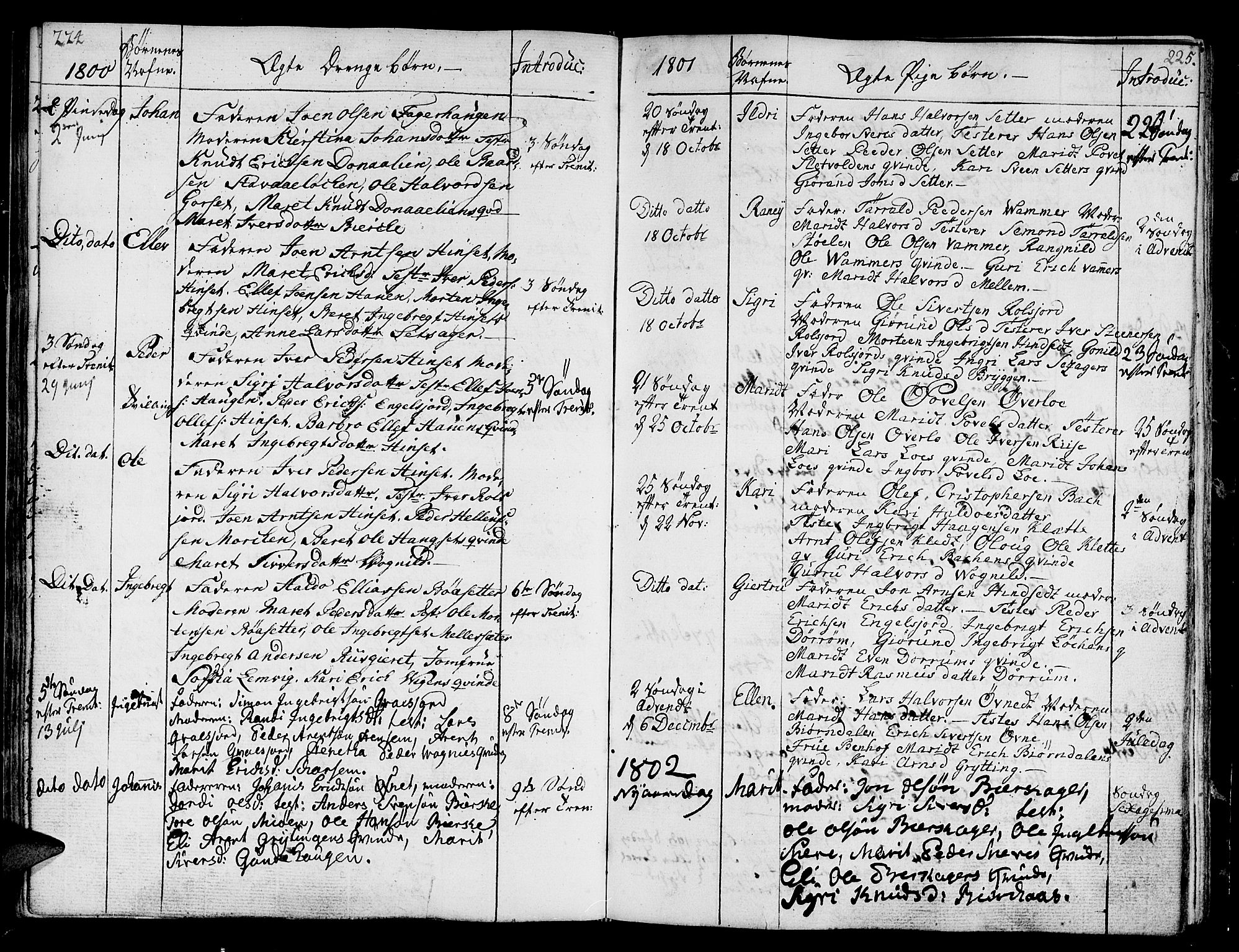 Ministerialprotokoller, klokkerbøker og fødselsregistre - Sør-Trøndelag, SAT/A-1456/678/L0893: Parish register (official) no. 678A03, 1792-1805, p. 224-225