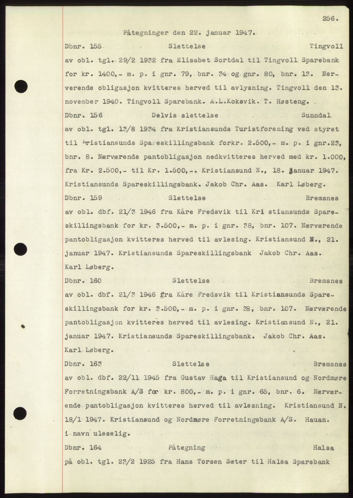 Nordmøre sorenskriveri, SAT/A-4132/1/2/2Ca: Mortgage book no. C82b, 1946-1951, Diary no: : 155/1947
