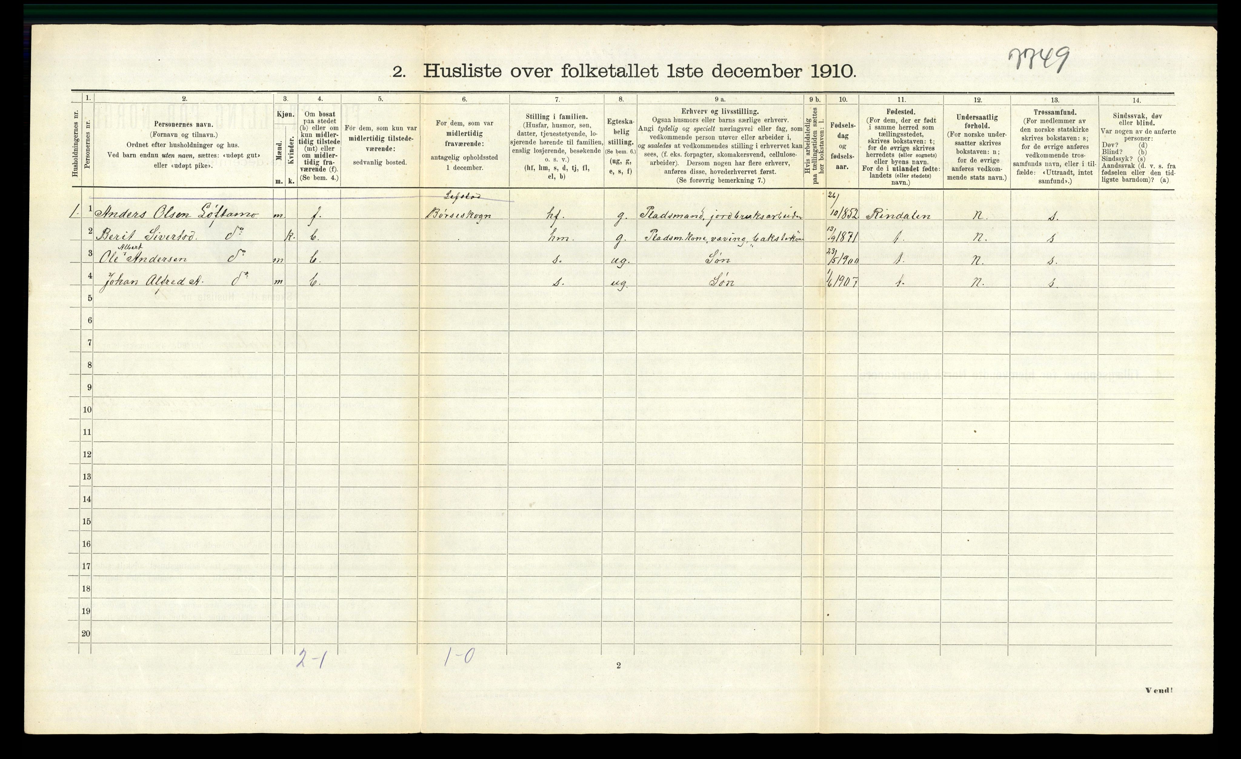 RA, 1910 census for Orkdal, 1910, p. 1084