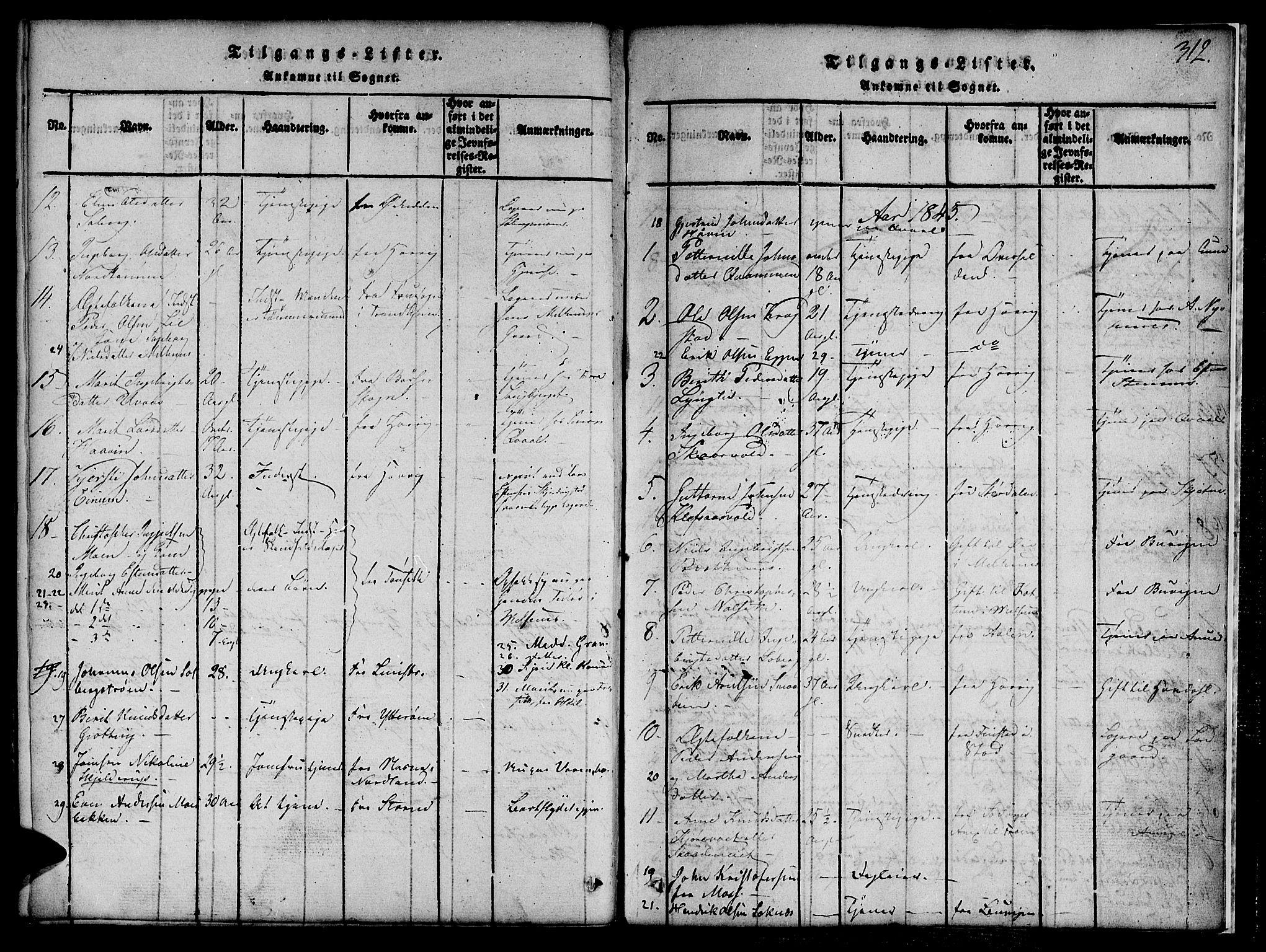 Ministerialprotokoller, klokkerbøker og fødselsregistre - Sør-Trøndelag, SAT/A-1456/691/L1092: Parish register (copy) no. 691C03, 1816-1852, p. 312