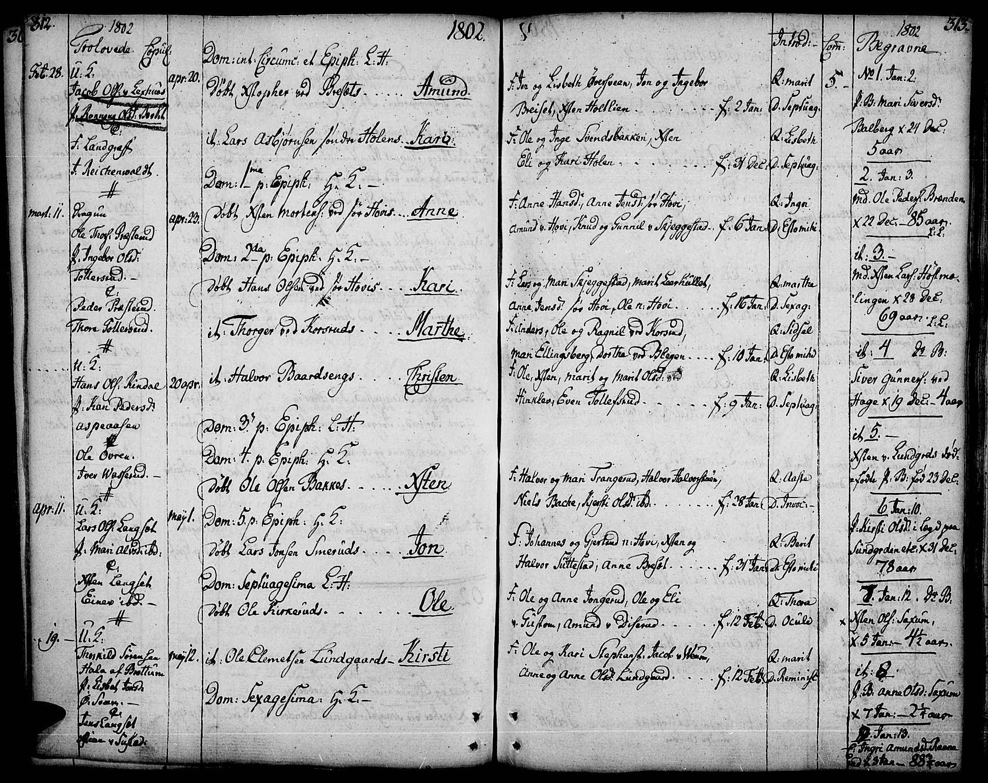 Fåberg prestekontor, AV/SAH-PREST-086/H/Ha/Haa/L0002: Parish register (official) no. 2, 1775-1818, p. 312-313