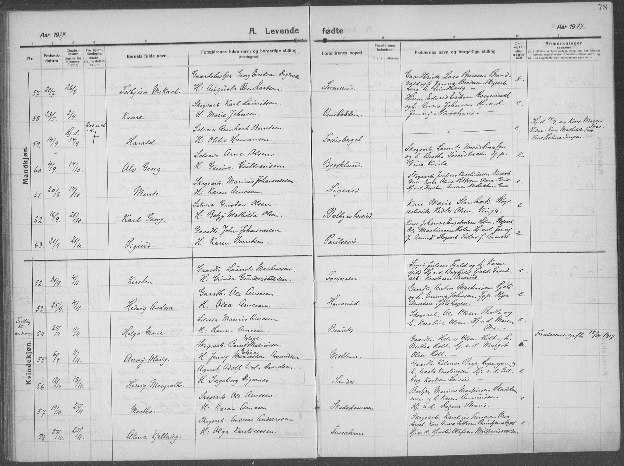 Brandval prestekontor, AV/SAH-PREST-034/H/Ha/Haa/L0004: Parish register (official) no. 4, 1910-1924, p. 78