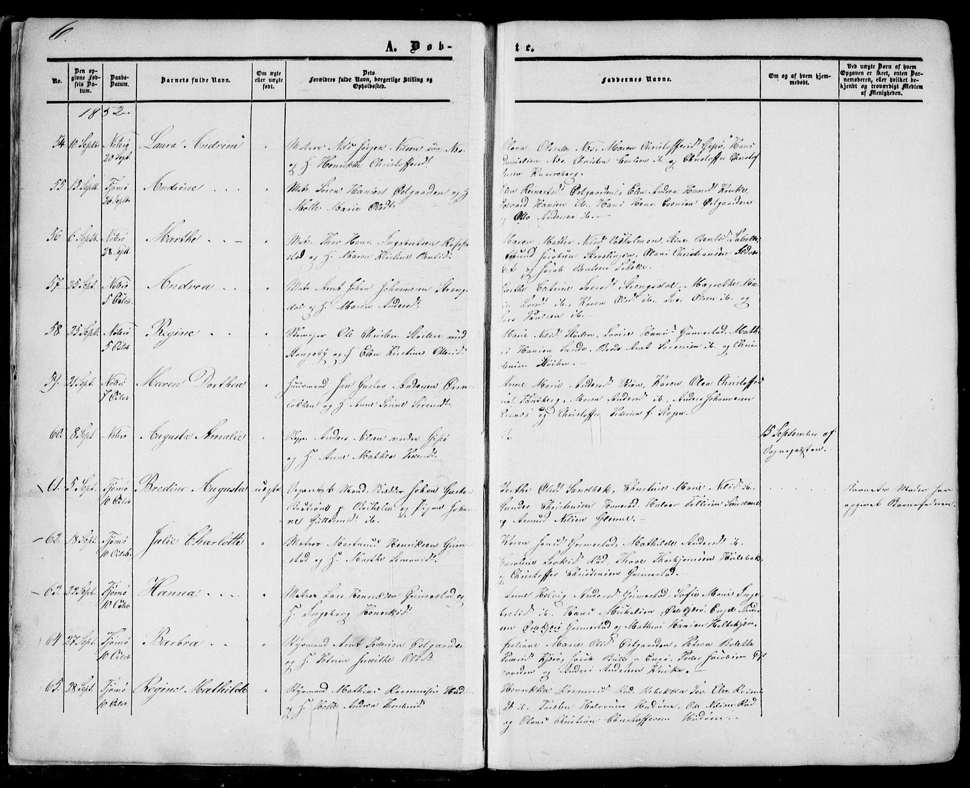 Nøtterøy kirkebøker, AV/SAKO-A-354/F/Fa/L0006: Parish register (official) no. I 6, 1852-1864, p. 6