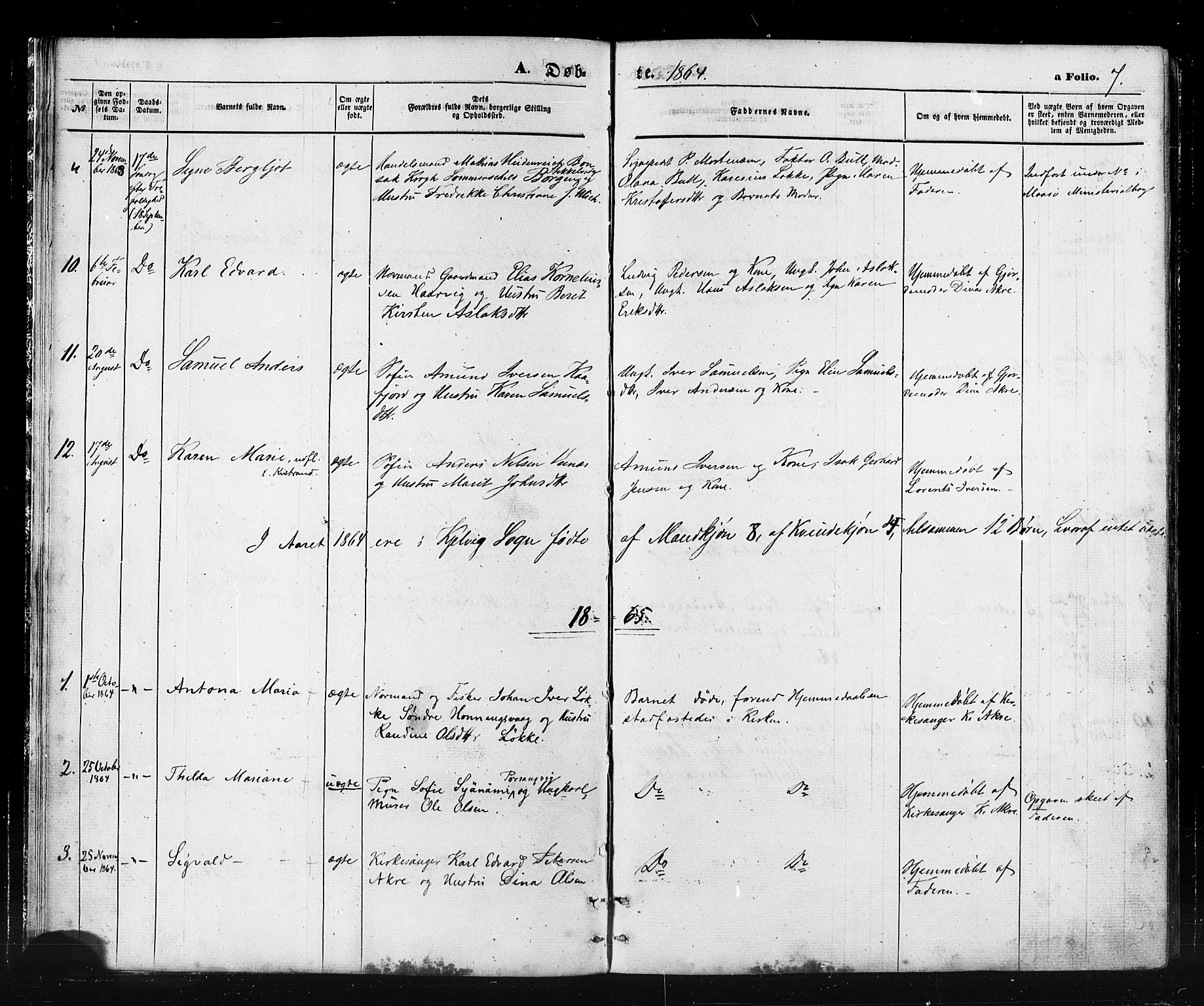 Måsøy sokneprestkontor, SATØ/S-1348/H/Ha/L0006kirke: Parish register (official) no. 6, 1861-1886, p. 7