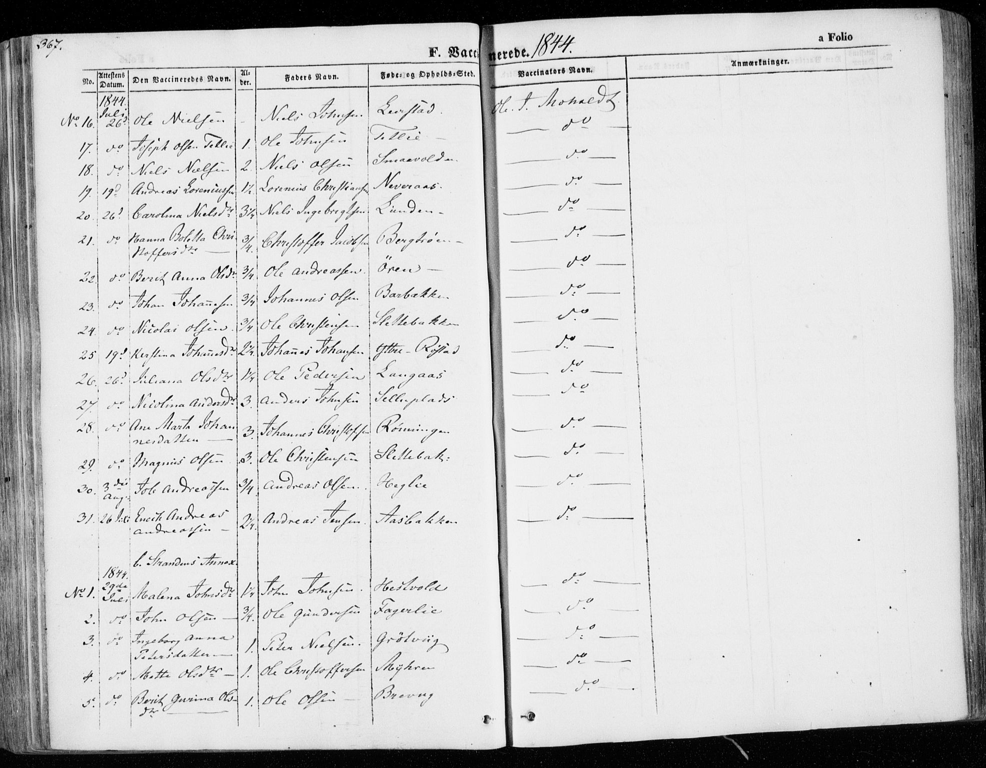 Ministerialprotokoller, klokkerbøker og fødselsregistre - Nord-Trøndelag, SAT/A-1458/701/L0007: Parish register (official) no. 701A07 /1, 1842-1854, p. 367
