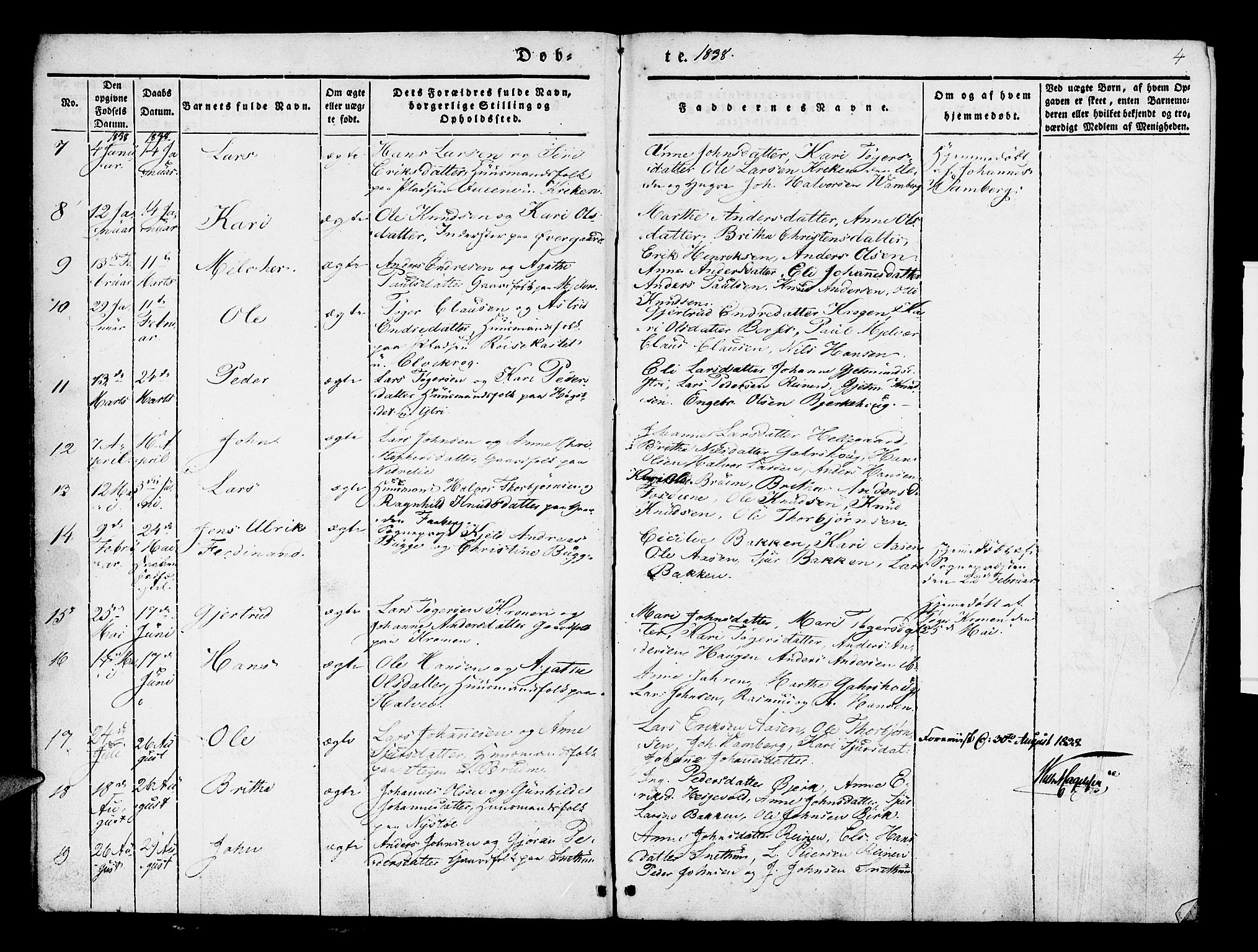 Jostedal sokneprestembete, AV/SAB-A-80601/H/Haa/Haaa/L0004: Parish register (official) no. A 4, 1837-1848, p. 4