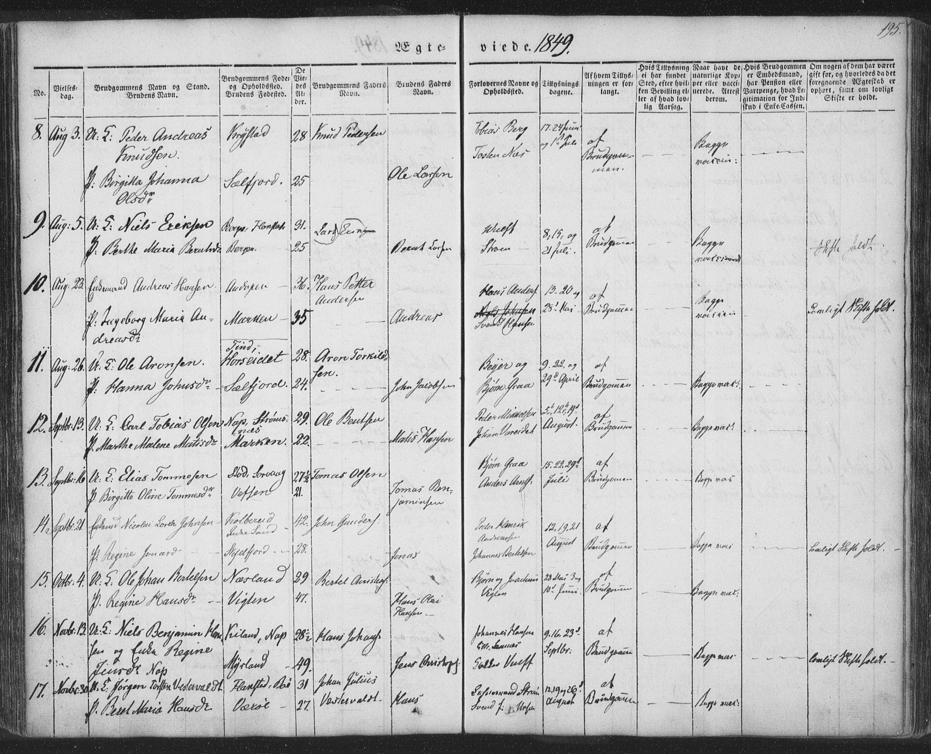 Ministerialprotokoller, klokkerbøker og fødselsregistre - Nordland, AV/SAT-A-1459/885/L1202: Parish register (official) no. 885A03, 1838-1859, p. 195