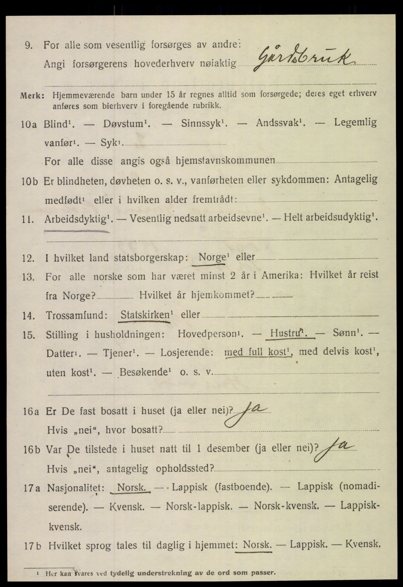 SAT, 1920 census for Sørfold, 1920, p. 3308