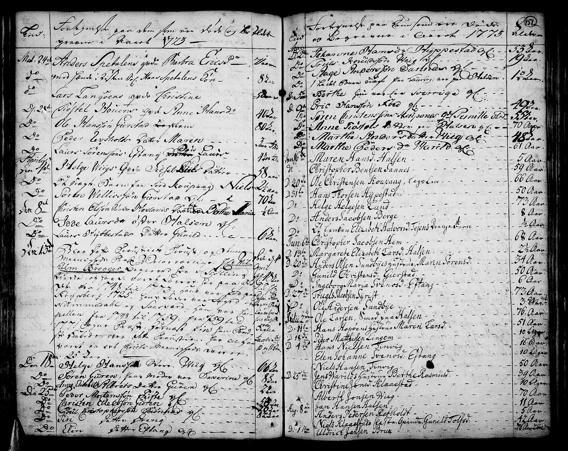 Tjølling kirkebøker, SAKO/A-60/F/Fa/L0003: Parish register (official) no. 3, 1735-1778, p. 151