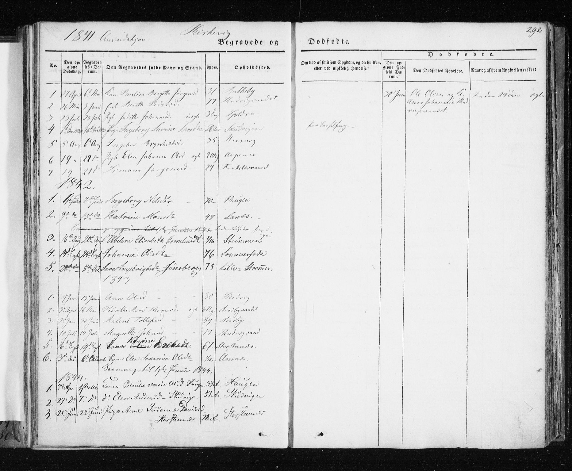 Tromsø sokneprestkontor/stiftsprosti/domprosti, AV/SATØ-S-1343/G/Ga/L0009kirke: Parish register (official) no. 9, 1837-1847, p. 292