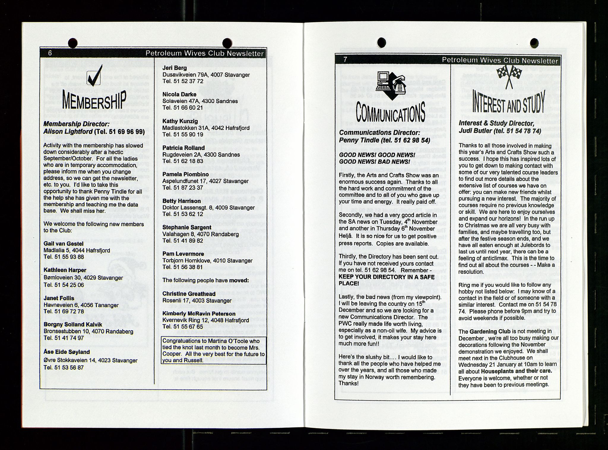 PA 1547 - Petroleum Wives Club, AV/SAST-A-101974/X/Xa/L0004: Newsletter, 1995-1997