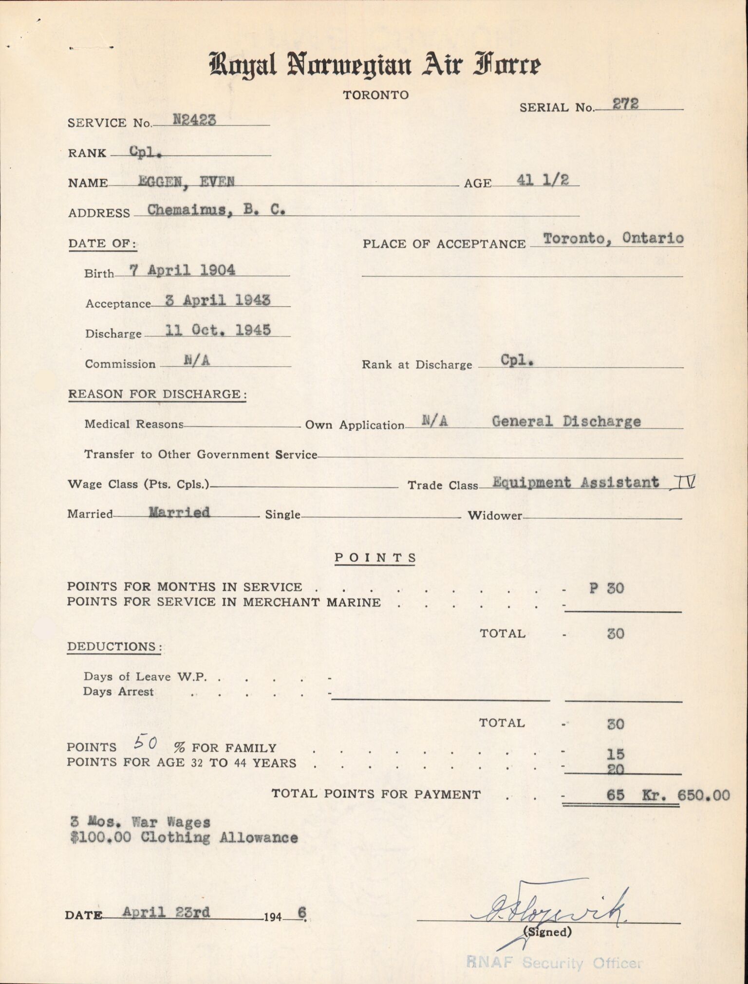 Forsvaret, Forsvarets overkommando/Luftforsvarsstaben, AV/RA-RAFA-4079/P/Pa/L0011: Personellpapirer, 1904, p. 150