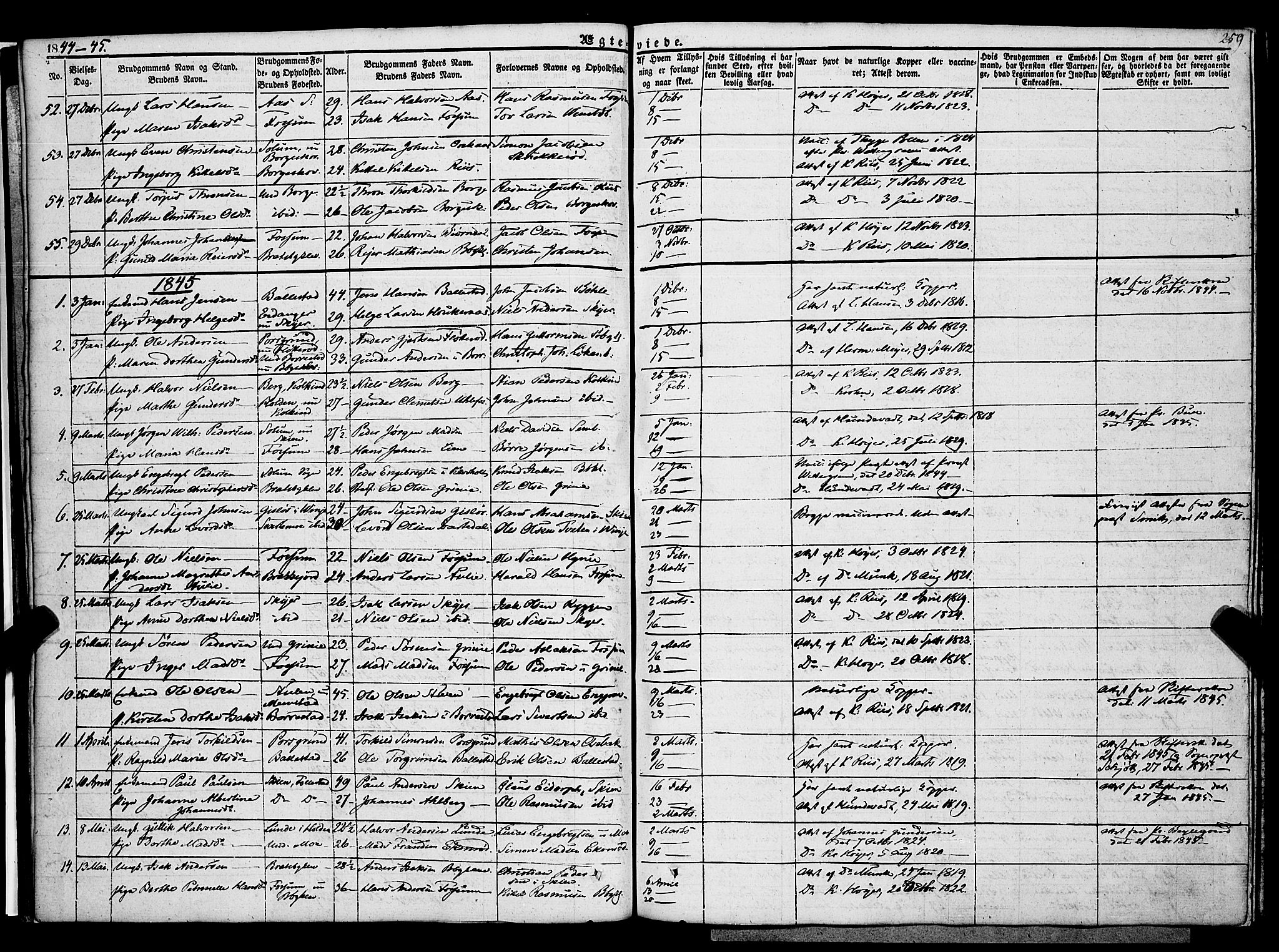 Gjerpen kirkebøker, AV/SAKO-A-265/F/Fa/L0007b: Parish register (official) no. I 7B, 1834-1857, p. 259