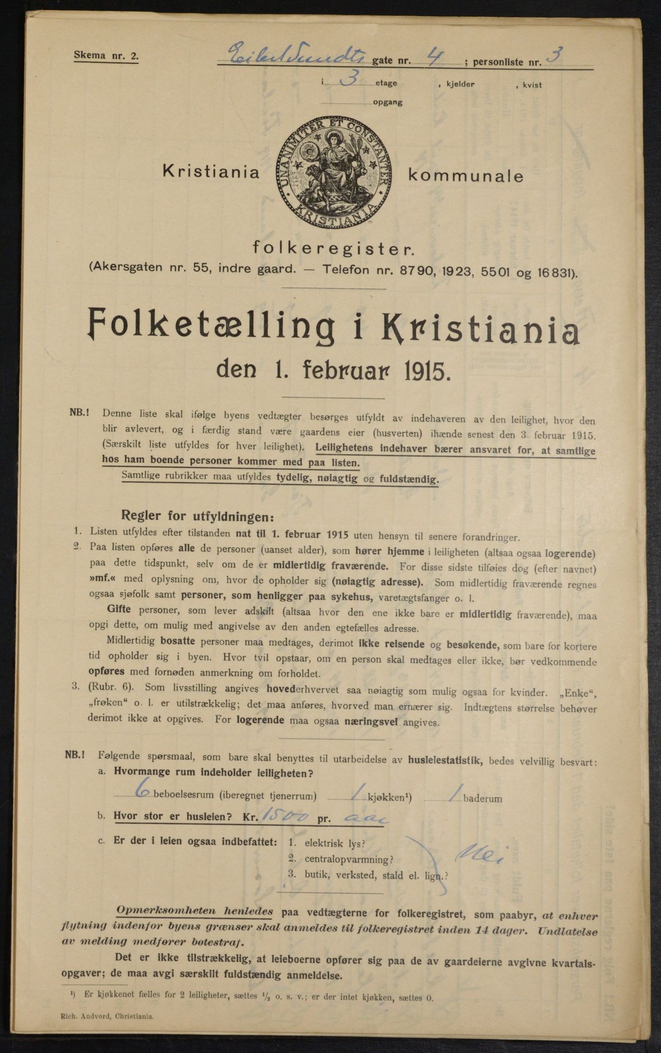 OBA, Municipal Census 1915 for Kristiania, 1915, p. 18546