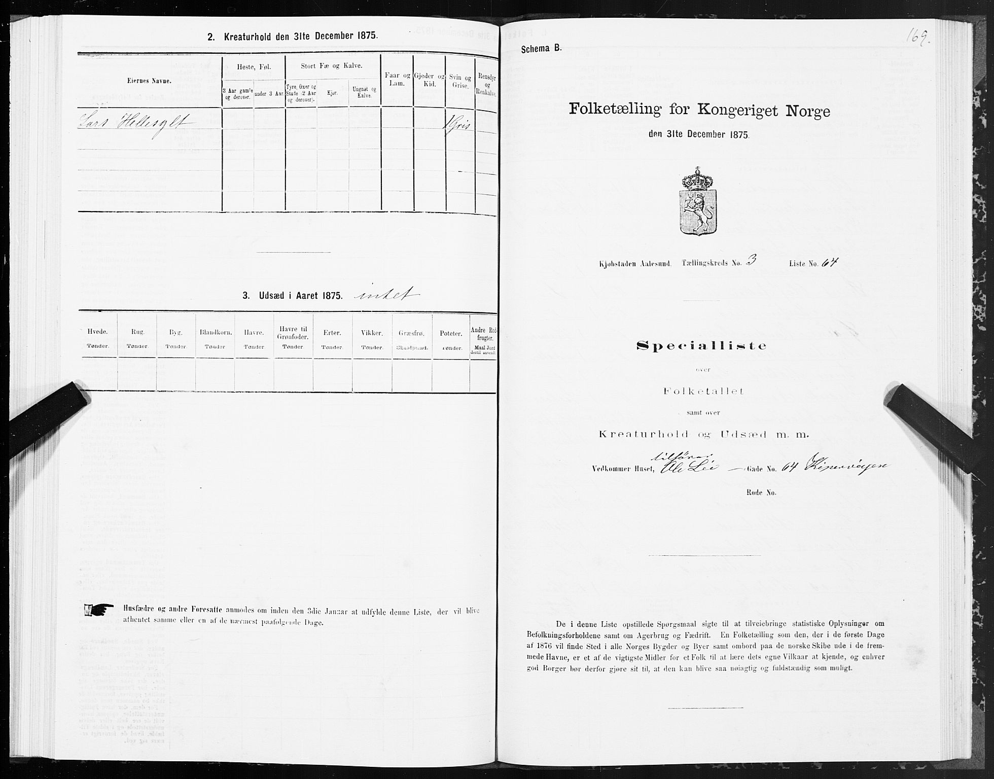 SAT, 1875 census for 1501P Ålesund, 1875, p. 3169