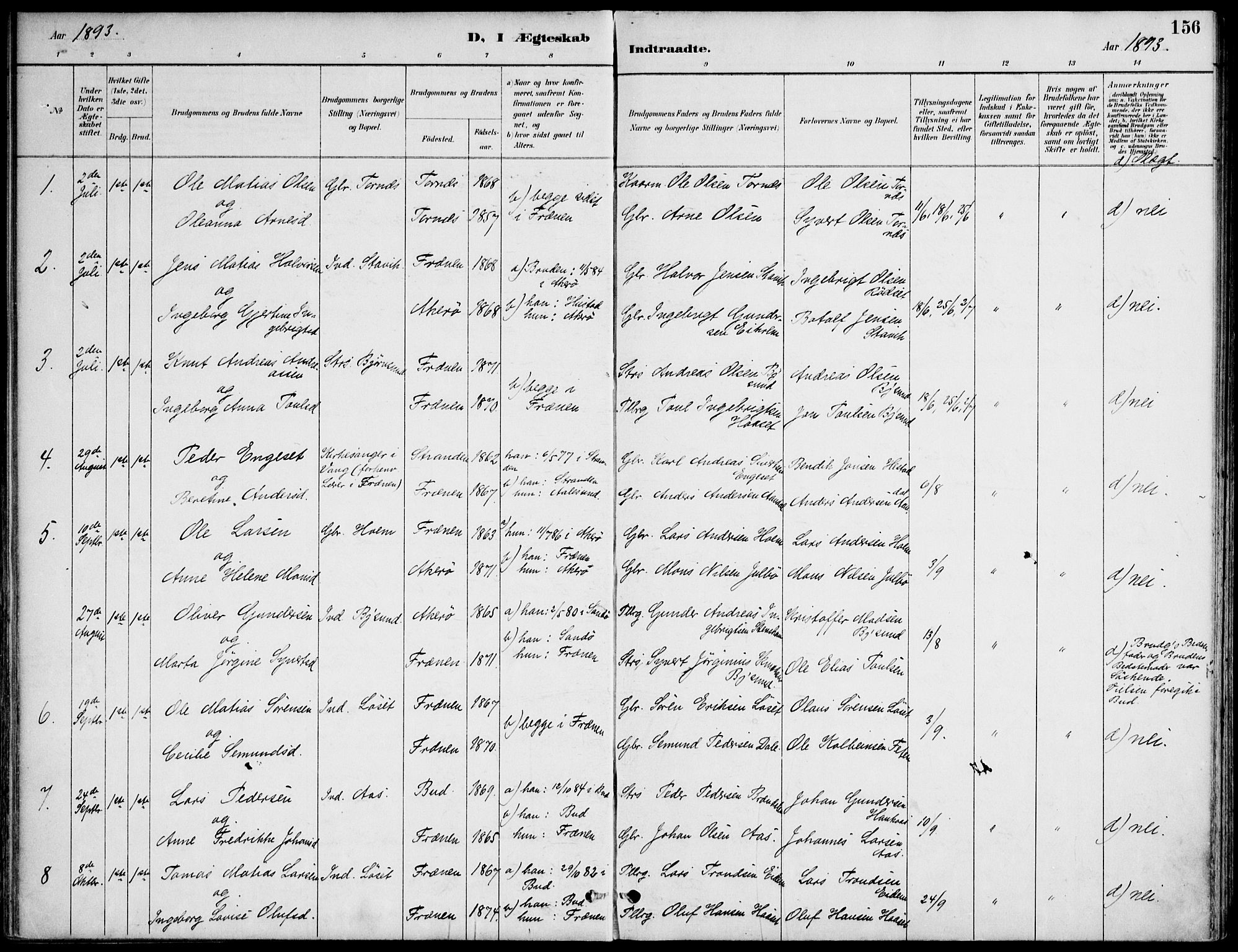 Ministerialprotokoller, klokkerbøker og fødselsregistre - Møre og Romsdal, AV/SAT-A-1454/565/L0750: Parish register (official) no. 565A04, 1887-1905, p. 156