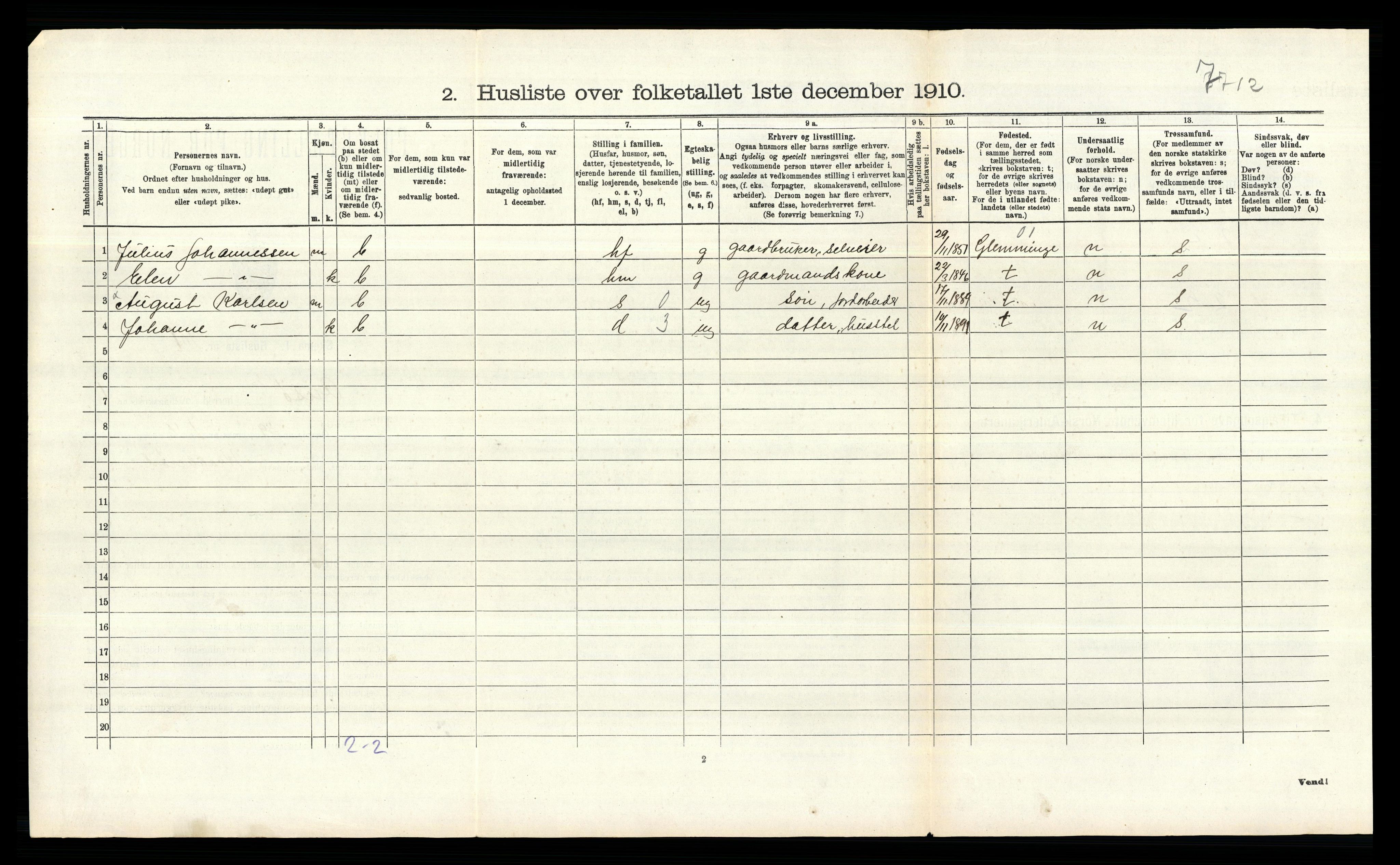 RA, 1910 census for Onsøy, 1910, p. 264