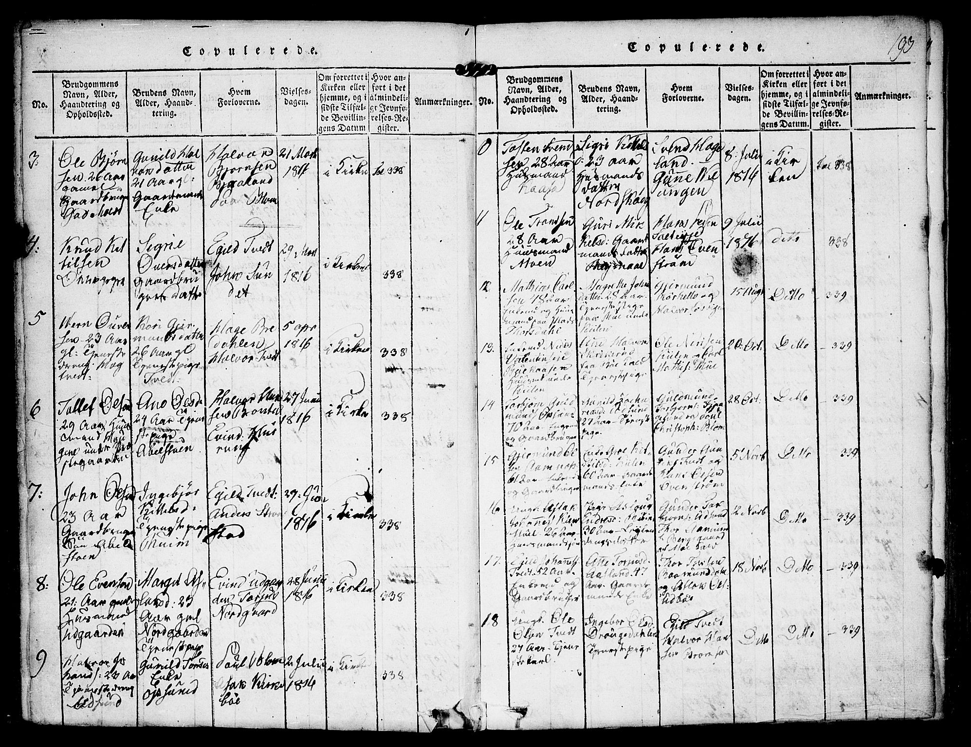 Kviteseid kirkebøker, SAKO/A-276/F/Fa/L0005: Parish register (official) no. I 5, 1815-1836, p. 193