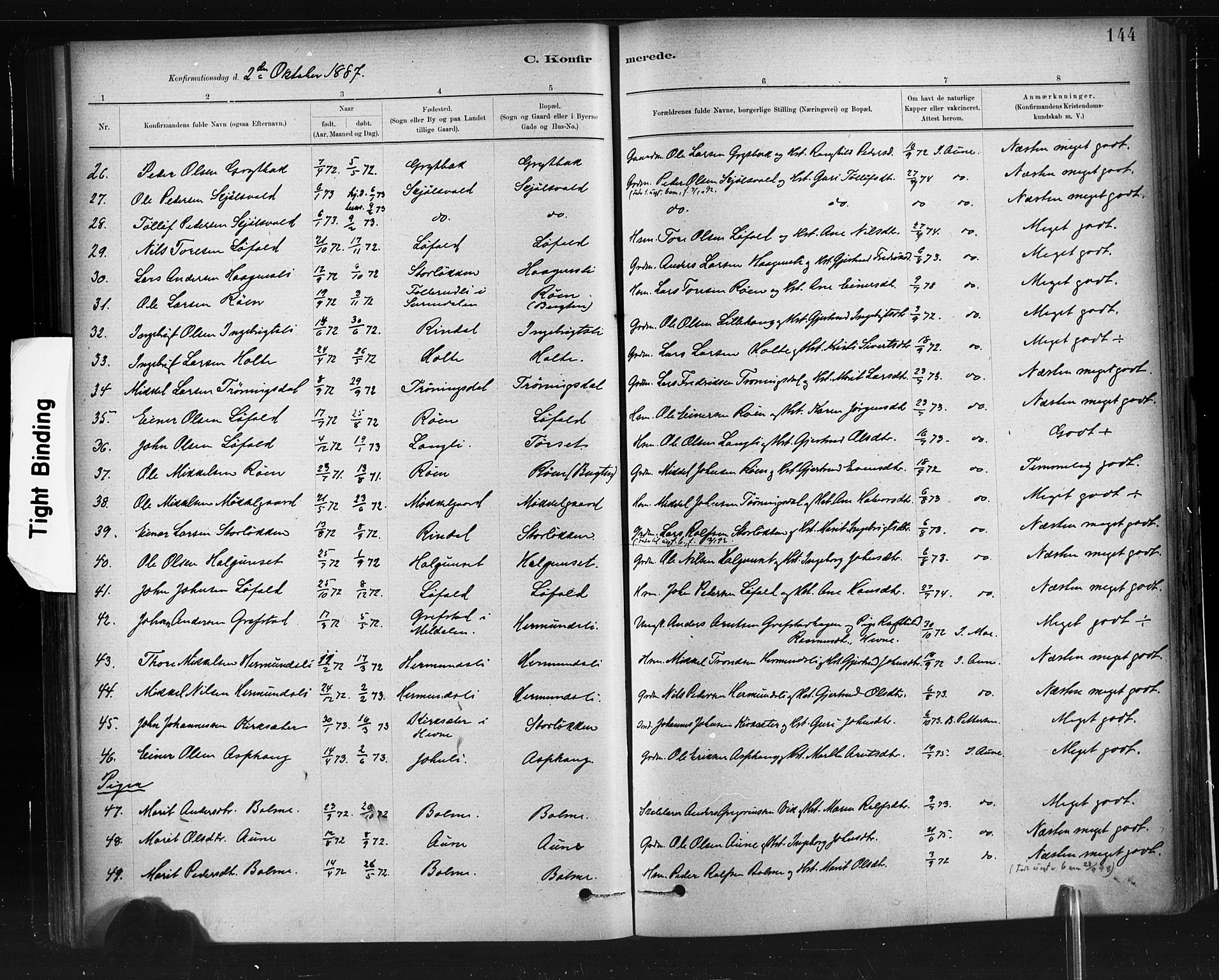 Ministerialprotokoller, klokkerbøker og fødselsregistre - Møre og Romsdal, AV/SAT-A-1454/598/L1069: Parish register (official) no. 598A03, 1882-1895, p. 144