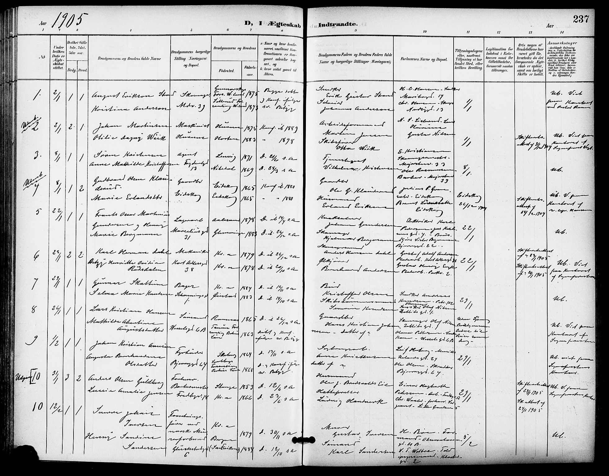 Gamle Aker prestekontor Kirkebøker, SAO/A-10617a/F/L0012: Parish register (official) no. 12, 1898-1910, p. 237