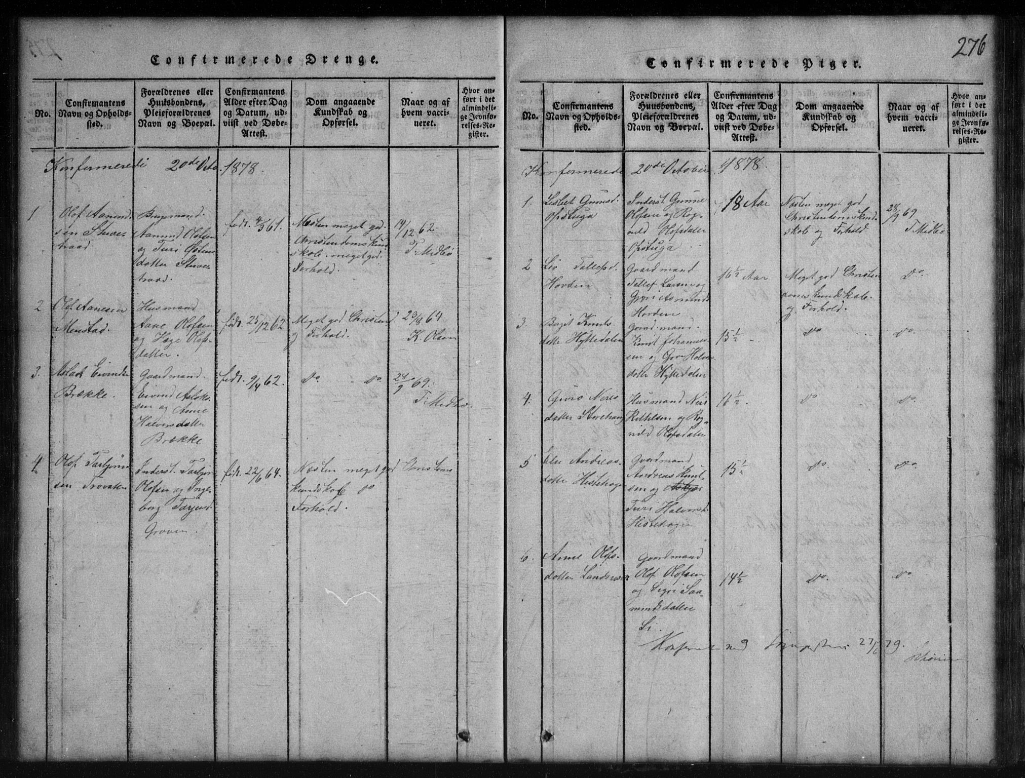 Rauland kirkebøker, AV/SAKO-A-292/G/Gb/L0001: Parish register (copy) no. II 1, 1815-1886, p. 276