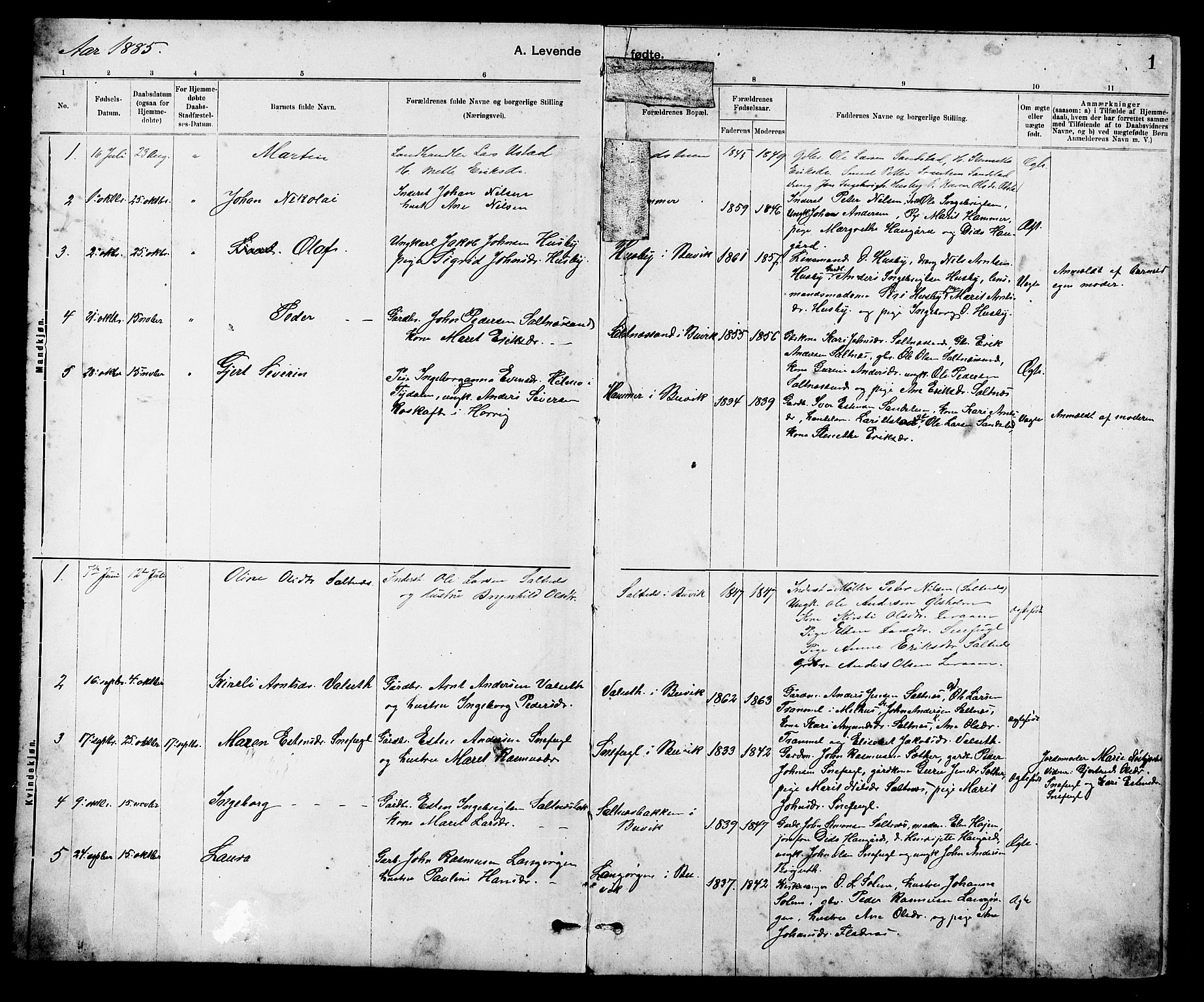 Ministerialprotokoller, klokkerbøker og fødselsregistre - Sør-Trøndelag, SAT/A-1456/666/L0790: Parish register (copy) no. 666C03, 1885-1908, p. 1