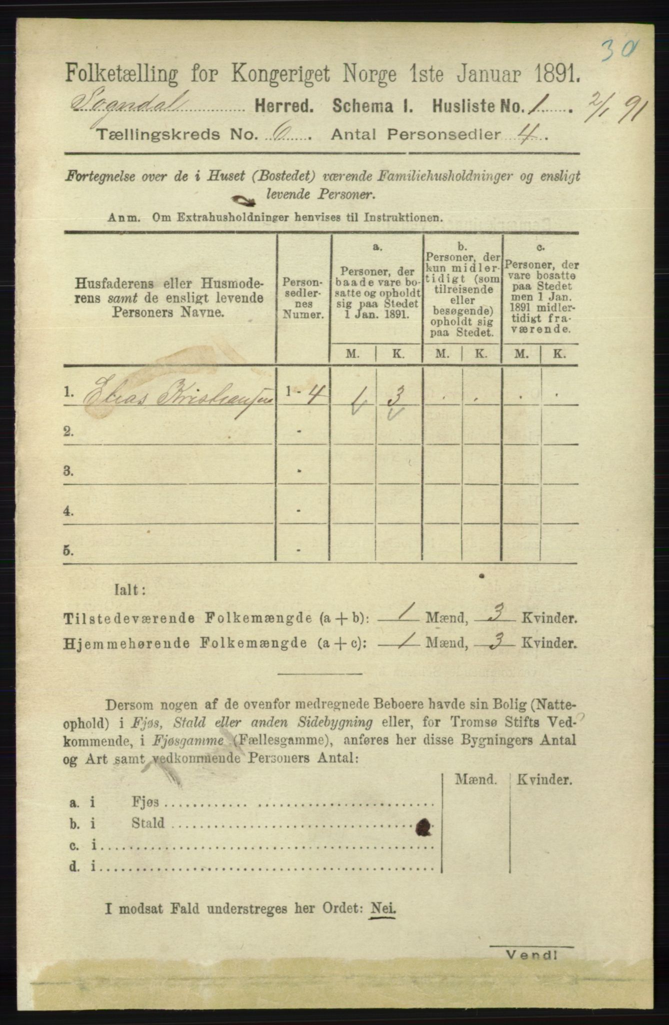 RA, 1891 census for 1111 Sokndal, 1891, p. 1569