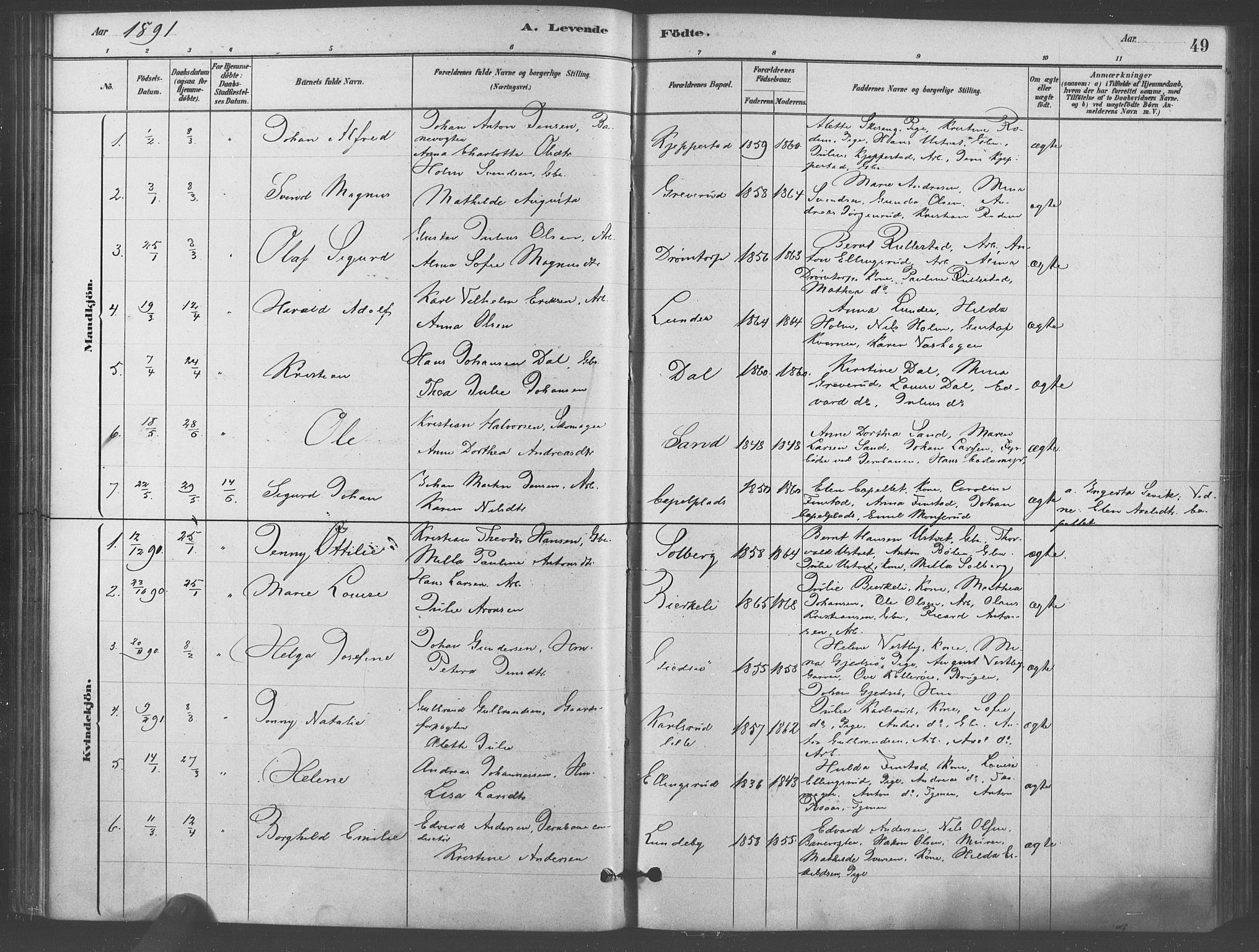 Kråkstad prestekontor Kirkebøker, AV/SAO-A-10125a/F/Fb/L0001: Parish register (official) no. II 1, 1880-1892, p. 49