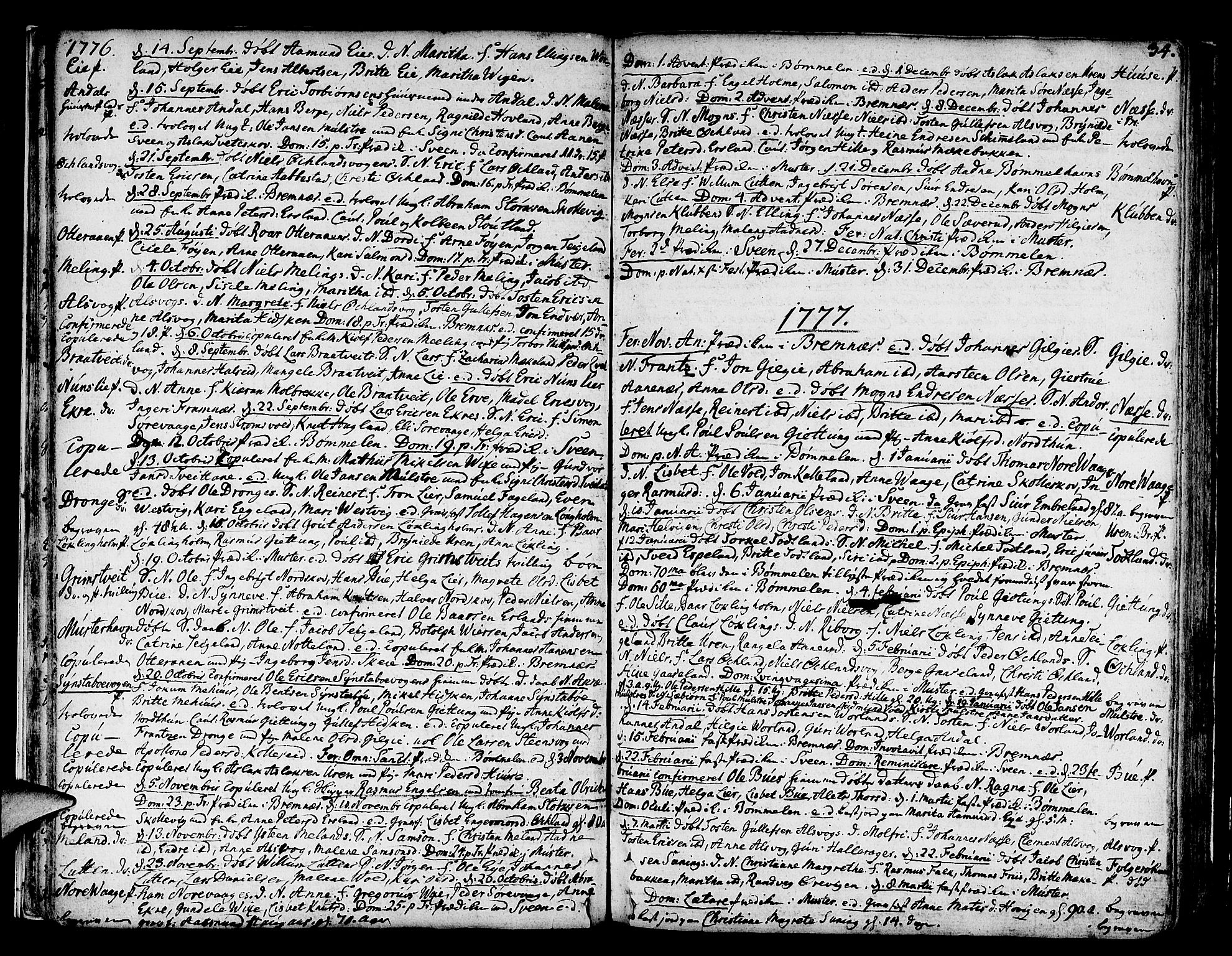 Finnås sokneprestembete, AV/SAB-A-99925/H/Ha/Haa/Haaa/L0003: Parish register (official) no. A 3, 1765-1803, p. 34