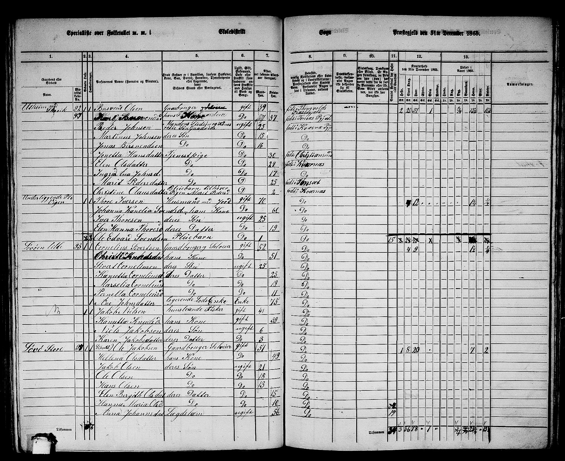 RA, 1865 census for Kvernes, 1865, p. 148