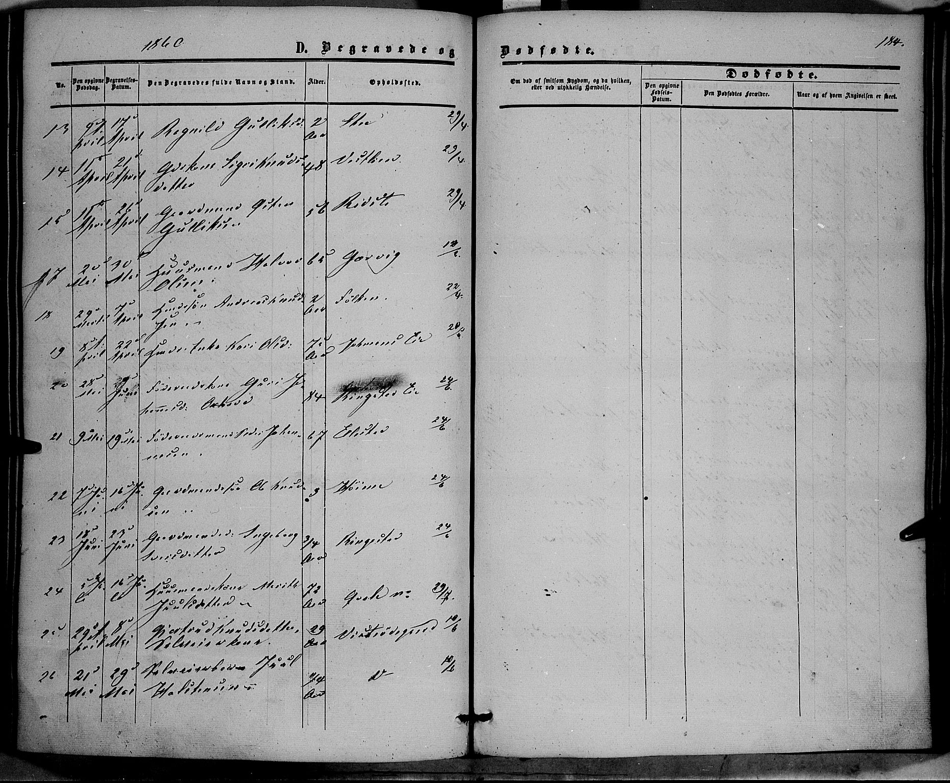 Vestre Slidre prestekontor, SAH/PREST-136/H/Ha/Haa/L0002: Parish register (official) no. 2, 1856-1864, p. 184