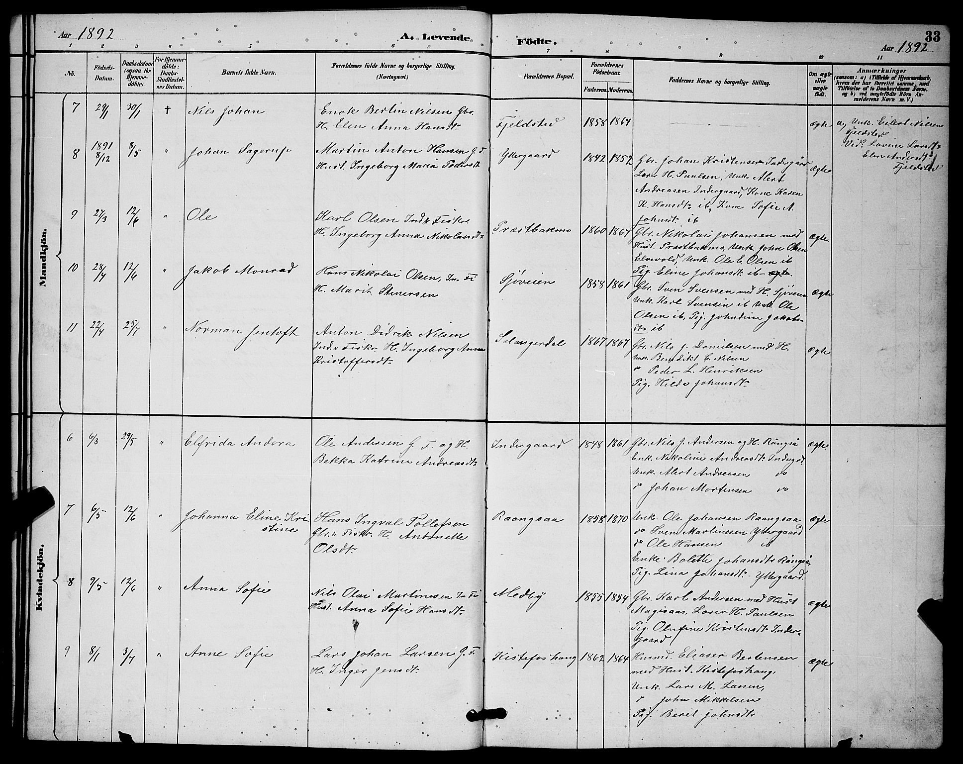 Ibestad sokneprestembete, SATØ/S-0077/H/Ha/Hab/L0015klokker: Parish register (copy) no. 15, 1888-1899, p. 33
