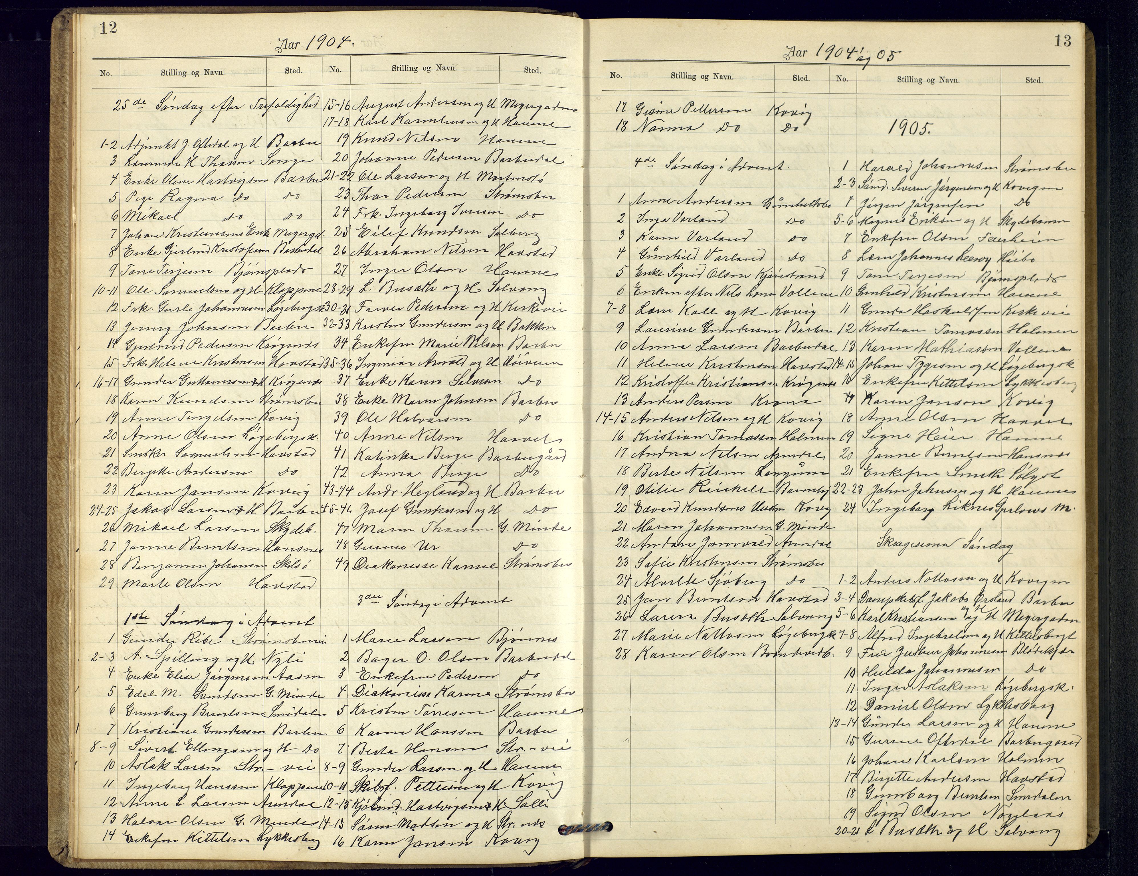 Barbu sokneprestkontor, AV/SAK-1111-0003/F/Fc/L0002: Communicants register no. C-2, 1903-1940, p. 12-13