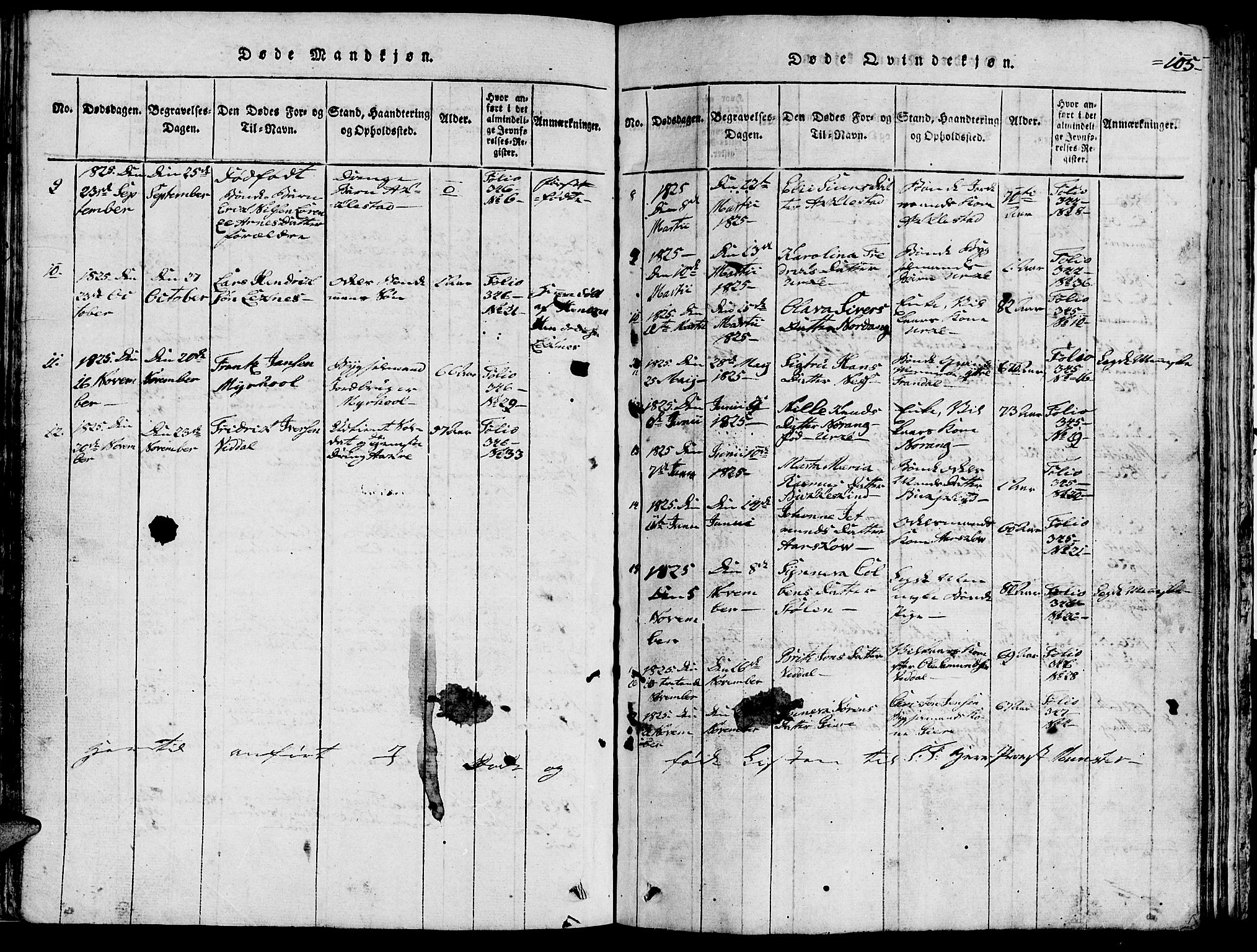 Ministerialprotokoller, klokkerbøker og fødselsregistre - Møre og Romsdal, AV/SAT-A-1454/515/L0207: Parish register (official) no. 515A03, 1819-1829, p. 105