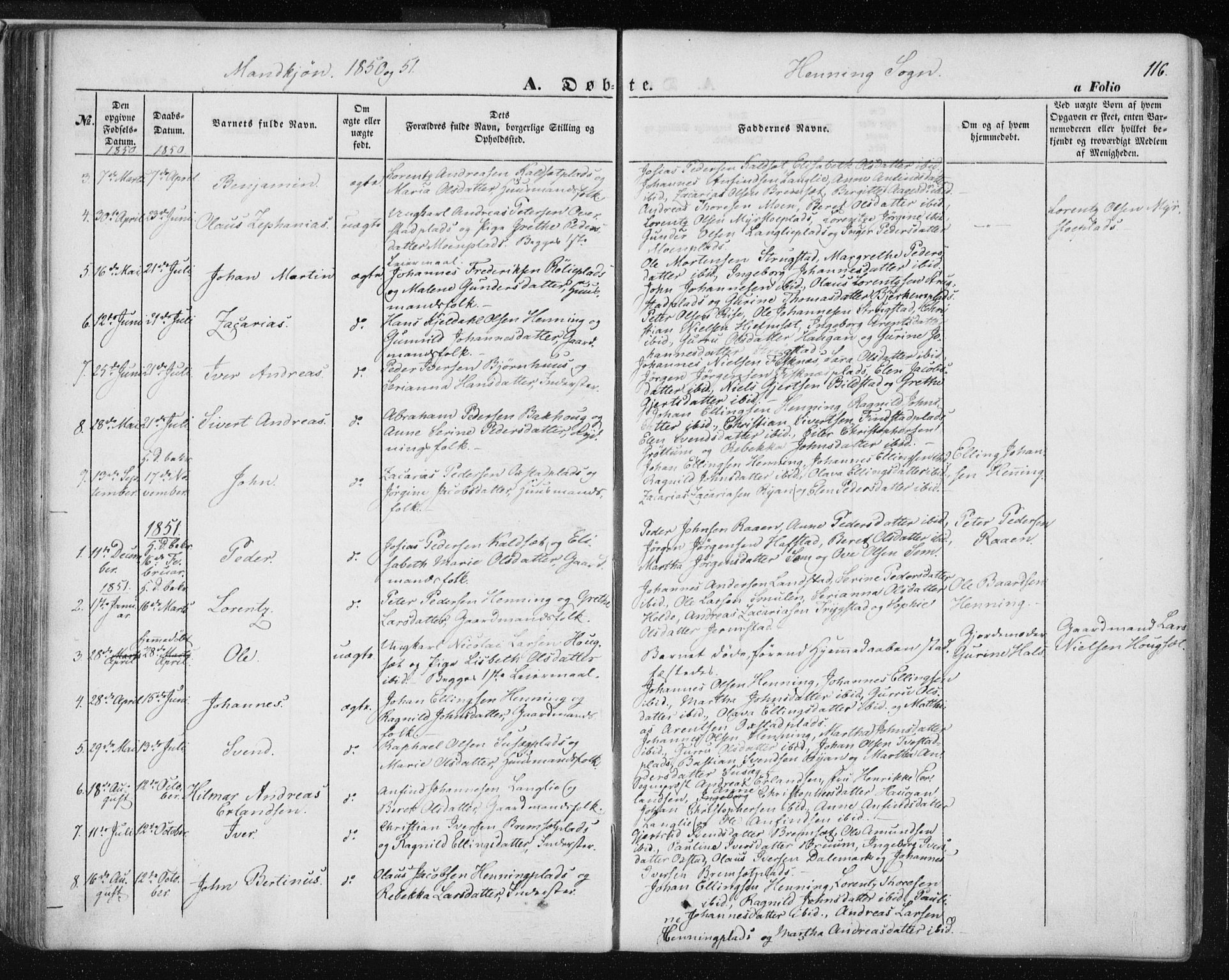 Ministerialprotokoller, klokkerbøker og fødselsregistre - Nord-Trøndelag, SAT/A-1458/735/L0342: Parish register (official) no. 735A07 /3, 1849-1862, p. 116
