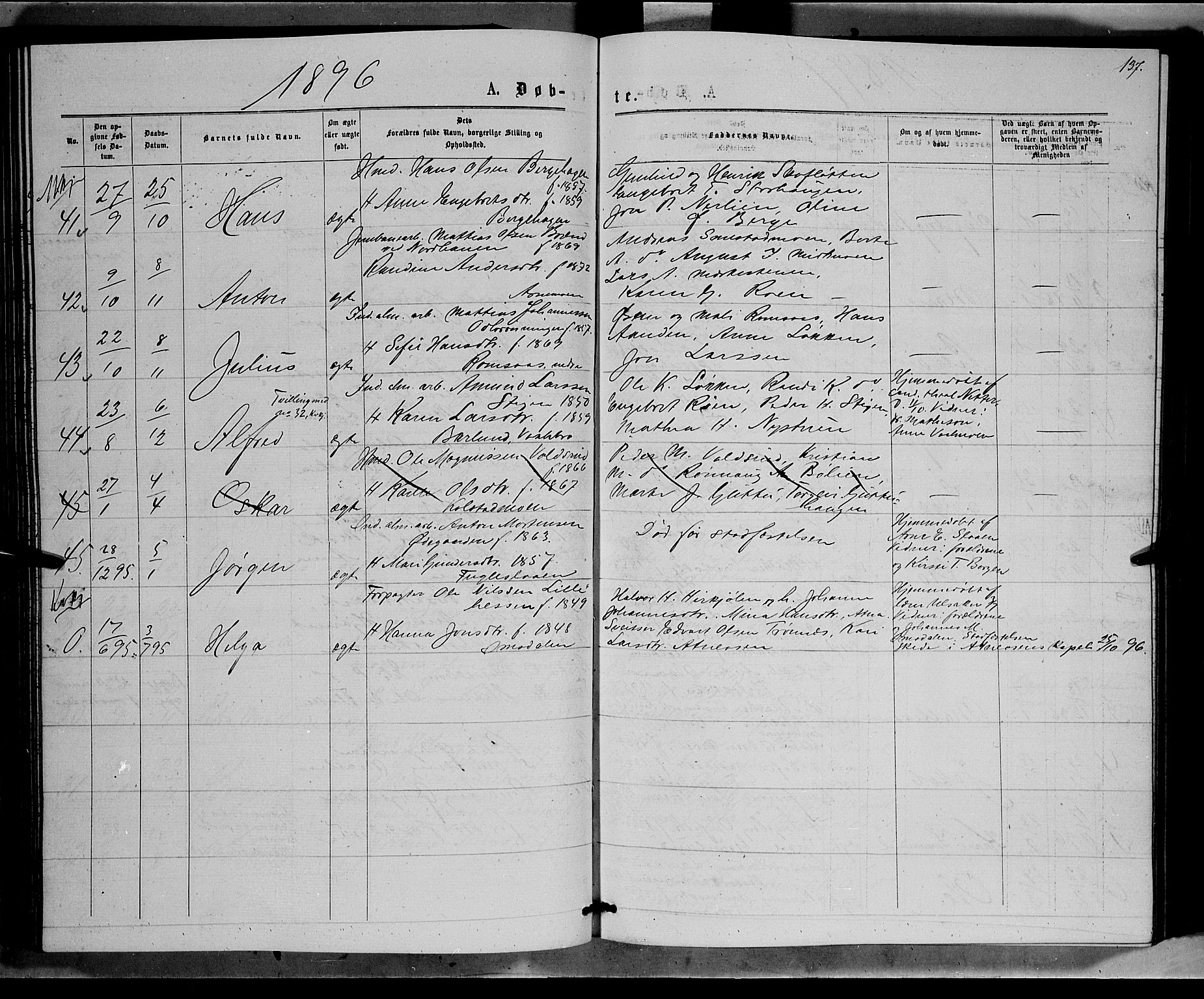 Ringebu prestekontor, SAH/PREST-082/H/Ha/Hab/L0006: Parish register (copy) no. 6, 1880-1898, p. 137