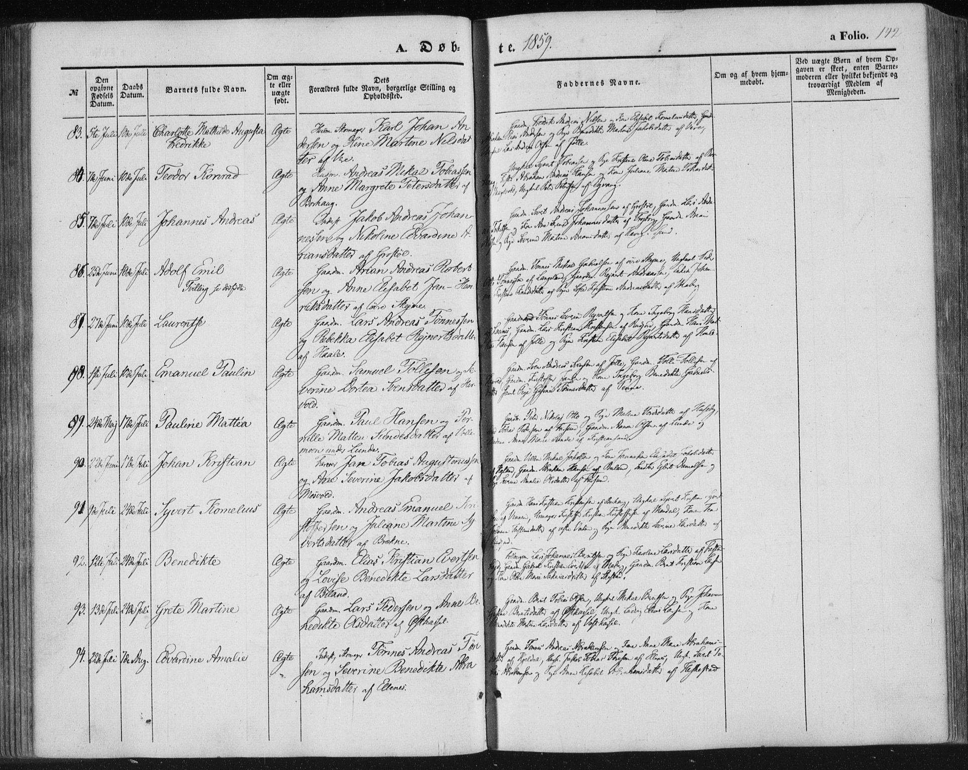 Lista sokneprestkontor, AV/SAK-1111-0027/F/Fa/L0010: Parish register (official) no. A 10, 1846-1861, p. 142