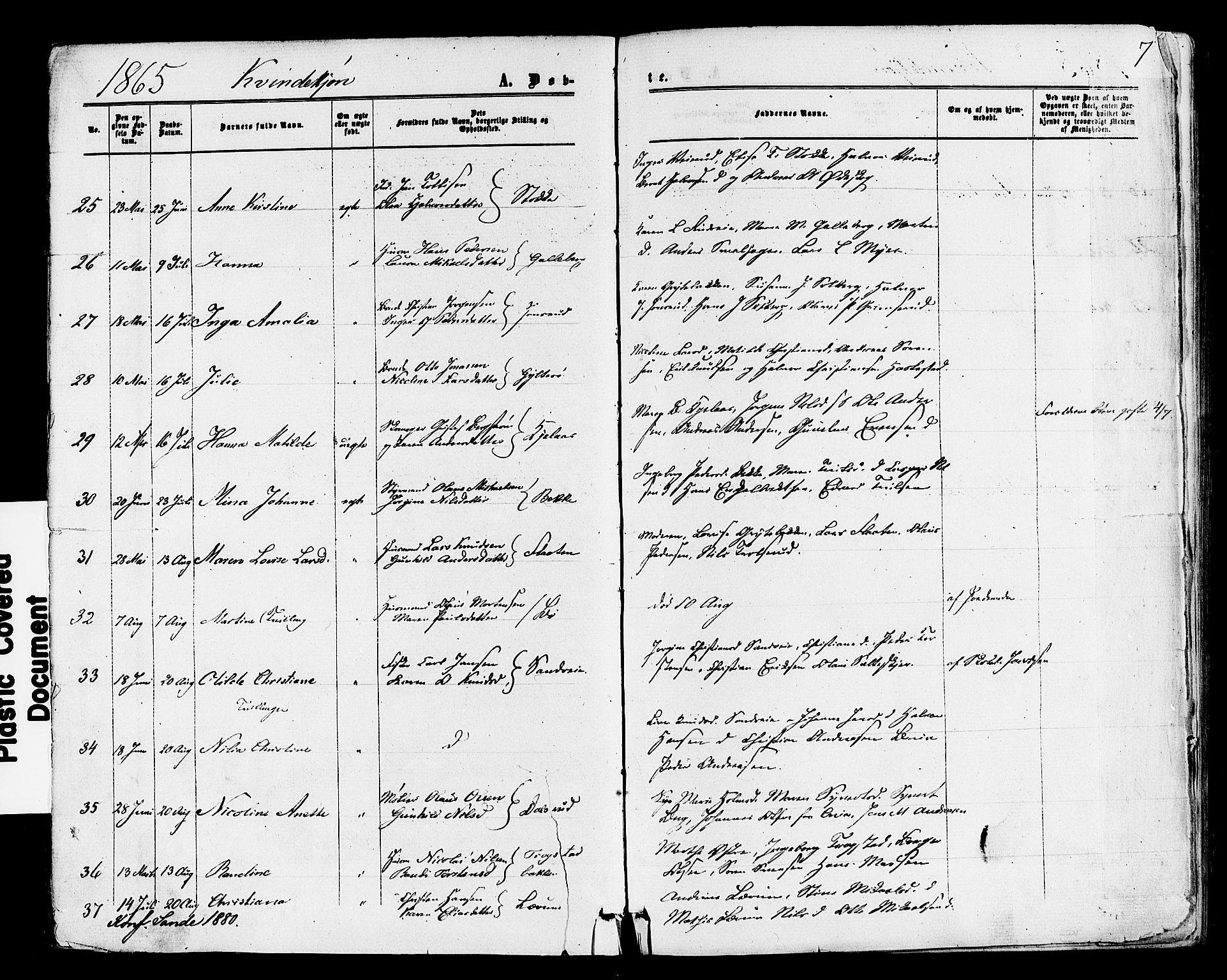 Sande Kirkebøker, AV/SAKO-A-53/F/Fa/L0005: Parish register (official) no. 5, 1865-1877, p. 7