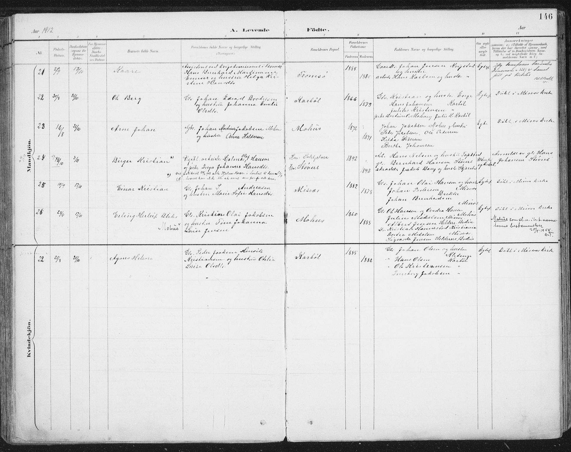 Ministerialprotokoller, klokkerbøker og fødselsregistre - Nordland, AV/SAT-A-1459/852/L0741: Parish register (official) no. 852A11, 1894-1917, p. 146