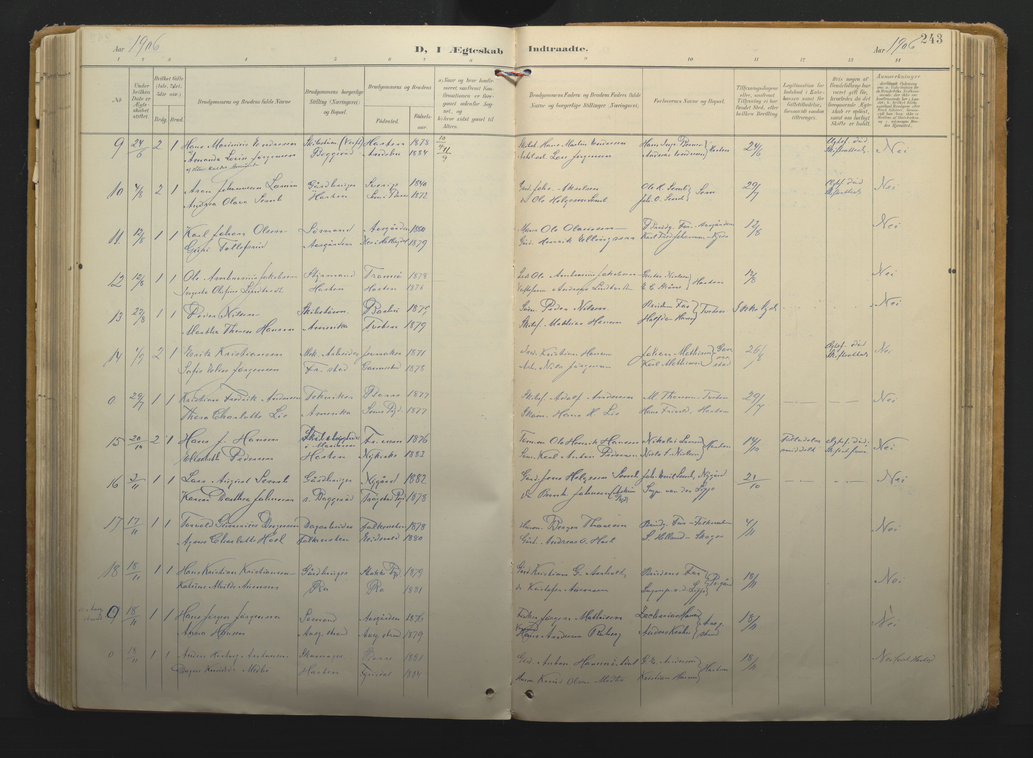 Borre kirkebøker, AV/SAKO-A-338/F/Fa/L0011: Parish register (official) no. I 11, 1897-1921, p. 243