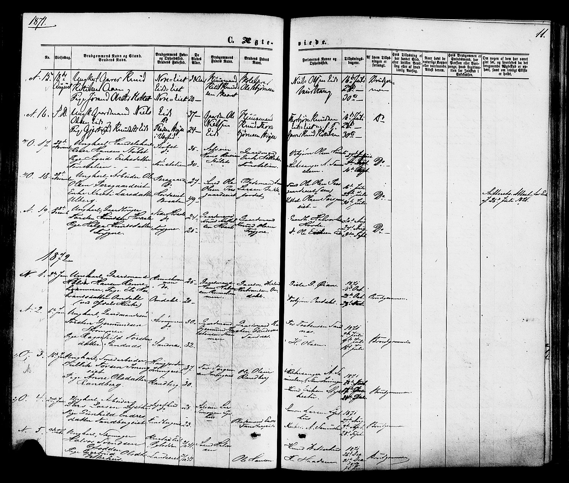 Nore kirkebøker, SAKO/A-238/F/Fa/L0004: Parish register (official) no. I 4, 1867-1877, p. 11